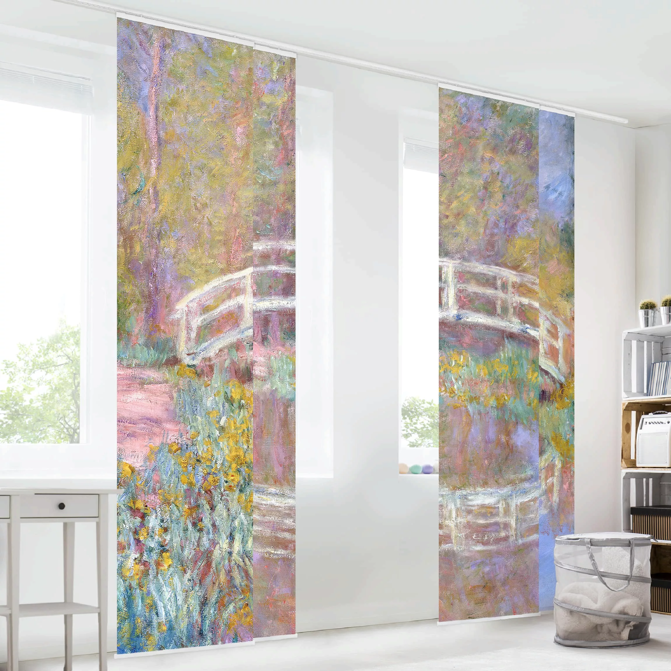 Schiebegardinen Set Kunstdruck Claude Monet - Brücke Monets Garten günstig online kaufen