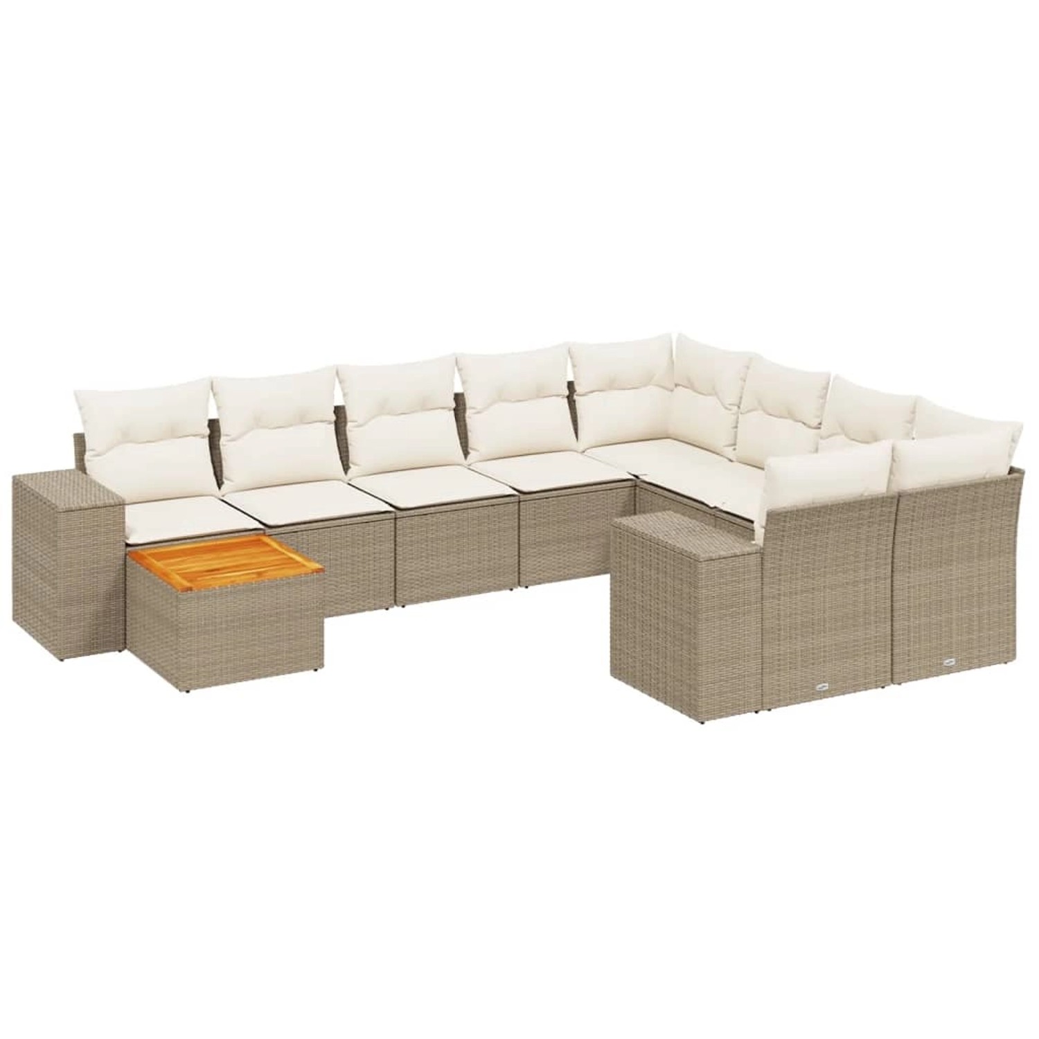 vidaXL 11-Tlg Garten-Sofagarnitur mit Kissen Beige Poly Rattan 3257962 günstig online kaufen