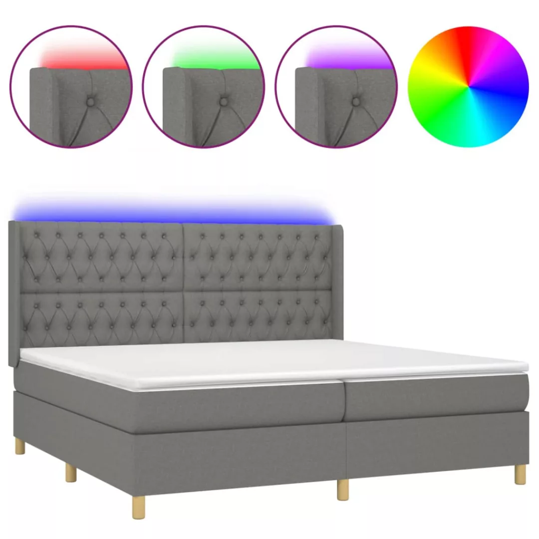 Vidaxl Boxspringbett Mit Matratze & Led Dunkelgrau 200x200 Cm Stoff günstig online kaufen