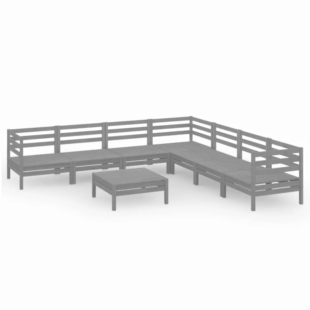 8-tlg. Garten-lounge-set Massivholz Kiefer Grau günstig online kaufen