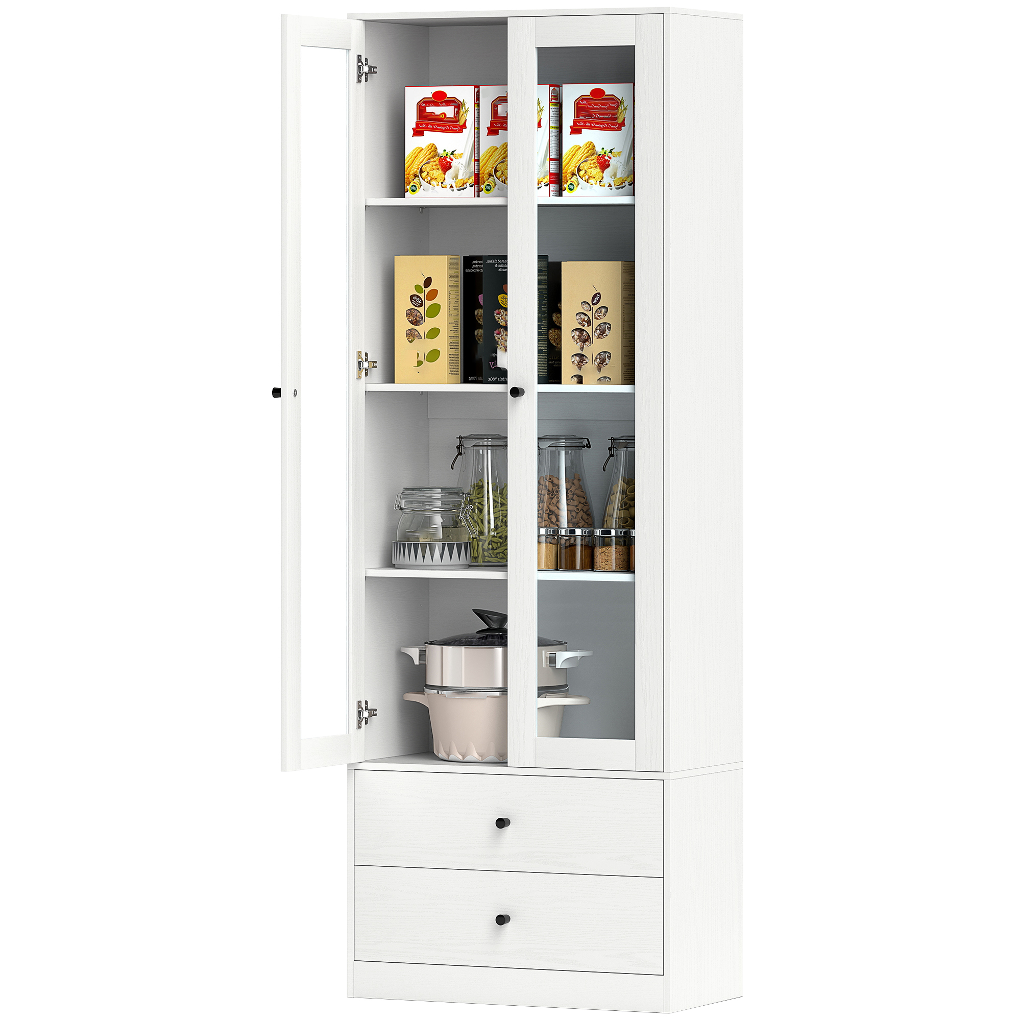 HOMCOM Aufbewahrungsschrank Buffet Wohnzimmer mit Glastüren-Schrank, verste günstig online kaufen