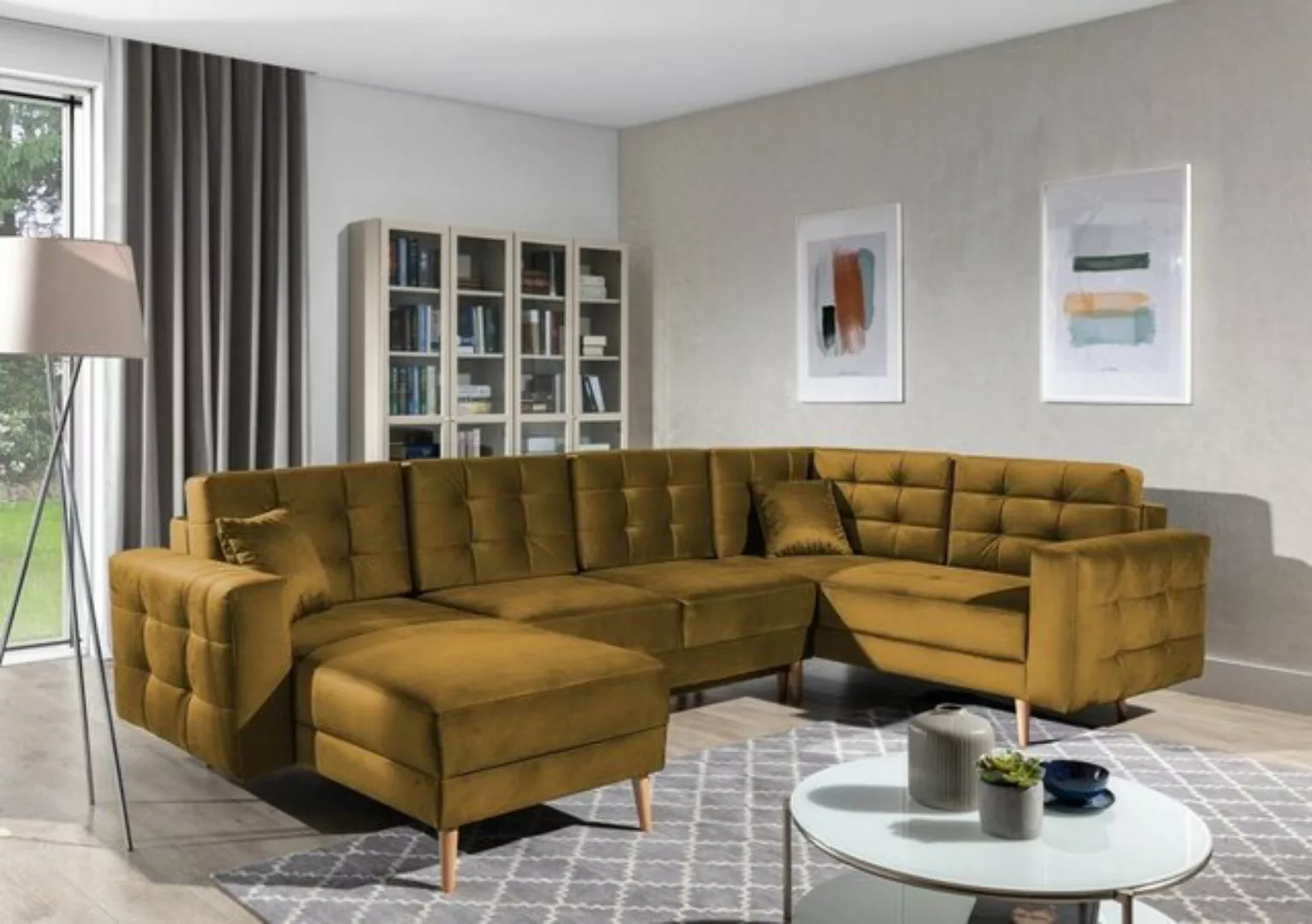 Luxusbetten24 Schlafsofa Designer Sofa Fjord U, mit Stauraum und Schlaffunk günstig online kaufen