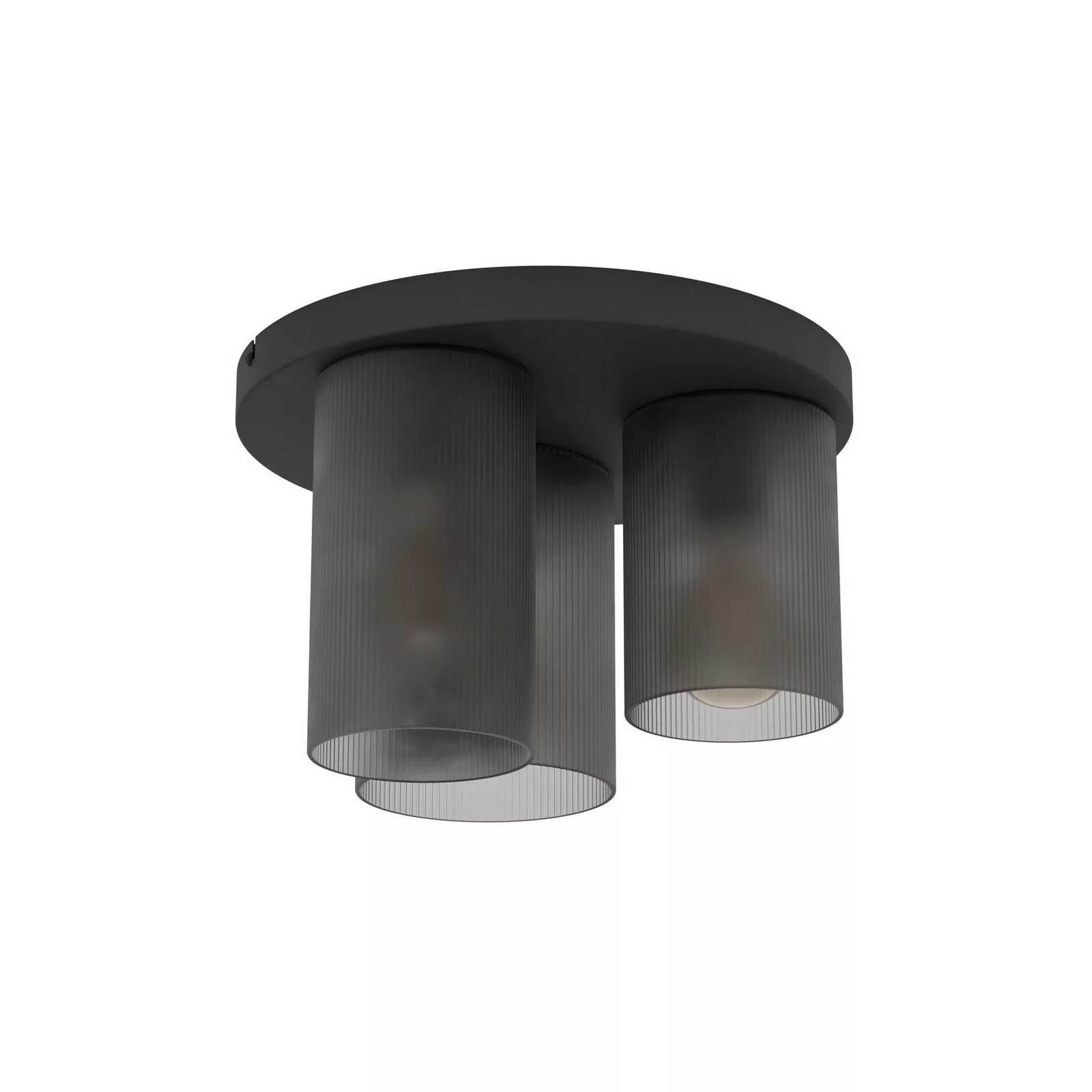 Deckenlampe Colomera, Ø 35 cm, schwarz/grau, 3-flg., Glas günstig online kaufen