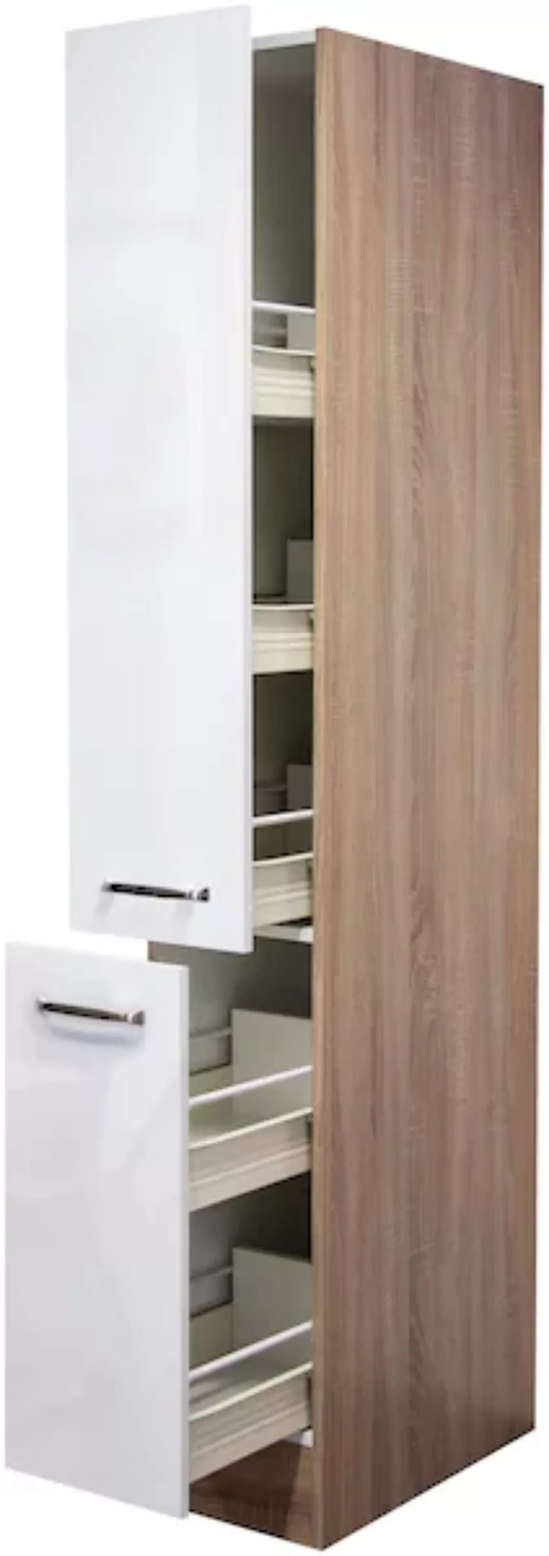 Flex-Well Exclusiv Apotheker-Hochschrank Valero 30 cm Hochglanz Weiß günstig online kaufen