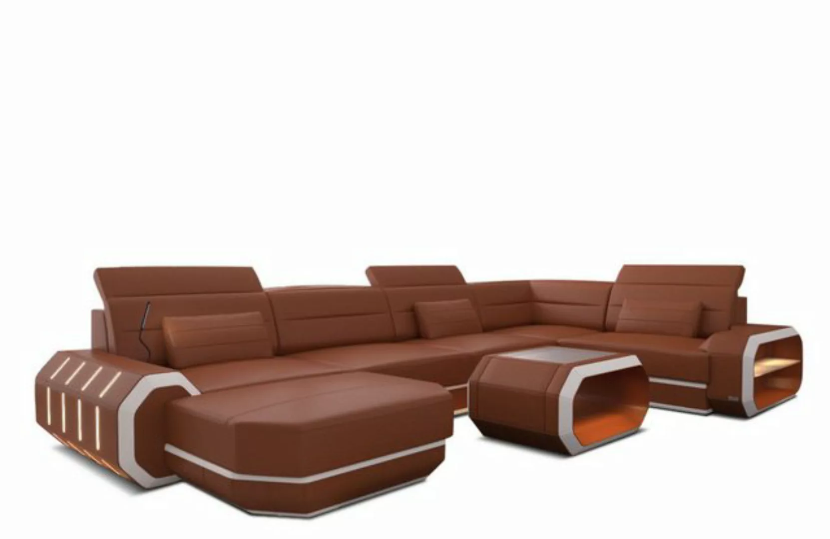 Sofa Dreams Wohnlandschaft Ledersofa Roma U Form Mini, Designersofa, Sofa m günstig online kaufen