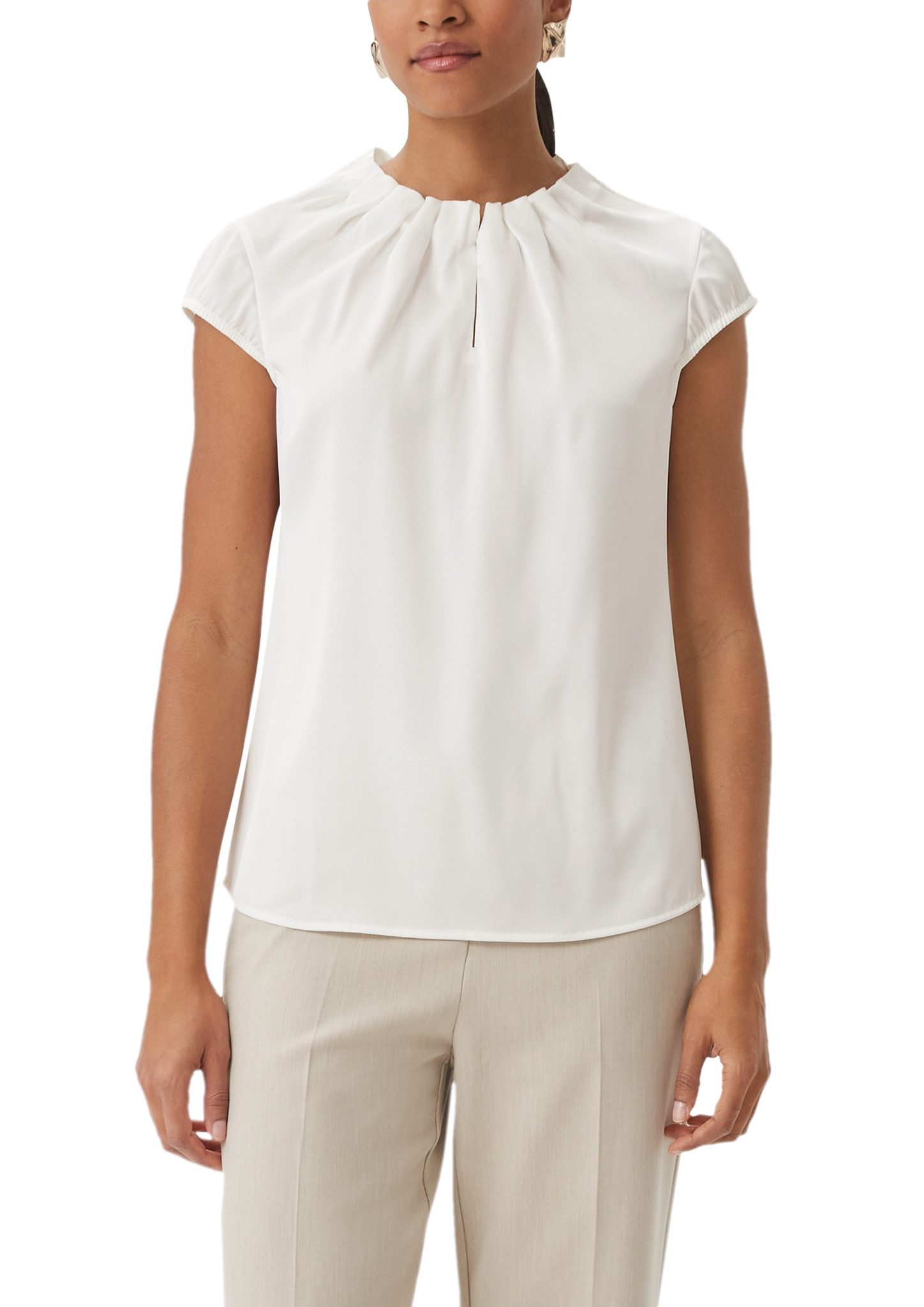 Comma Satinbluse mit Raffung am Hals günstig online kaufen