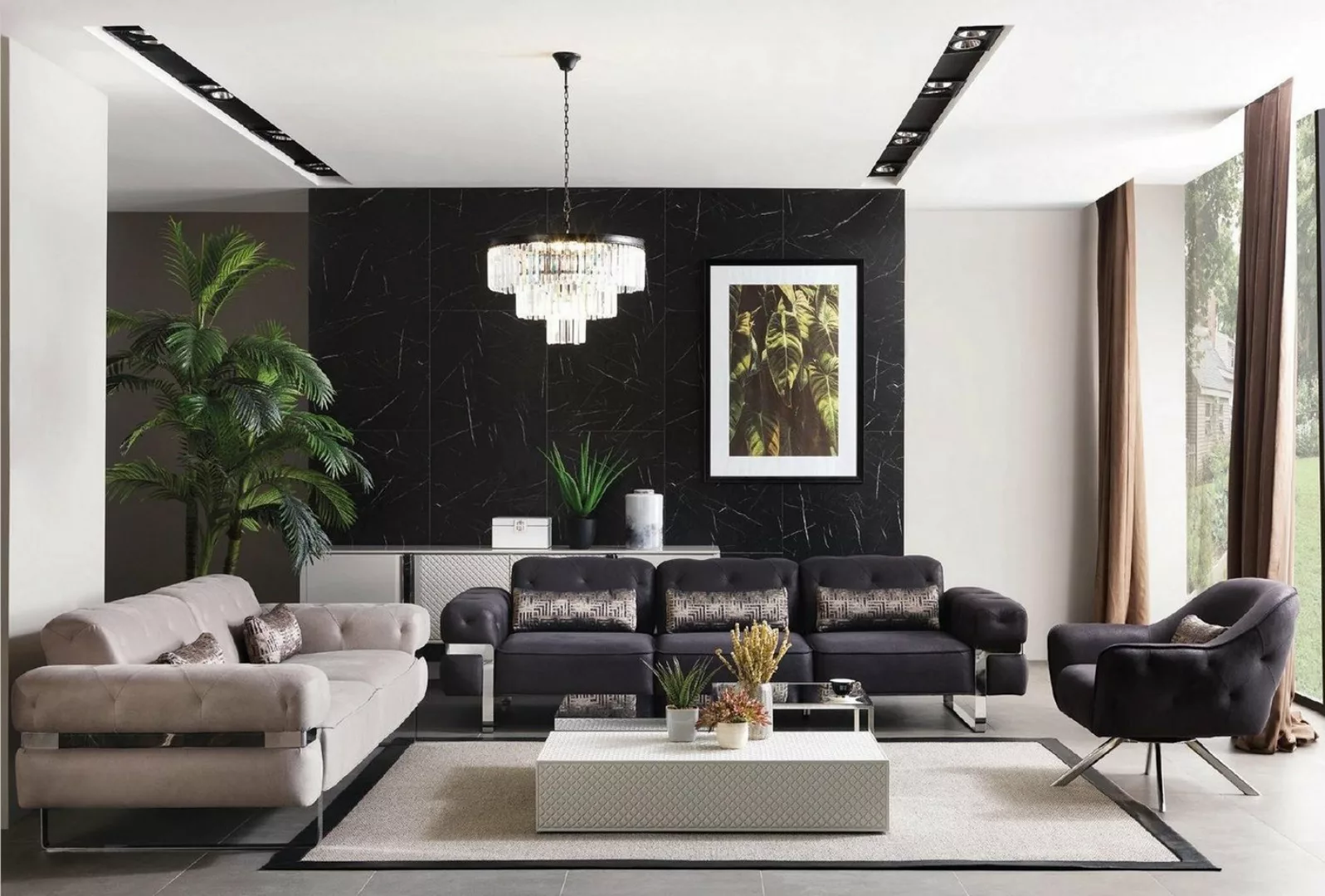 JVmoebel Sofa, Sofagarnitur Set 431 Sitz 3x Couchtischе Couch Garnitur Desi günstig online kaufen