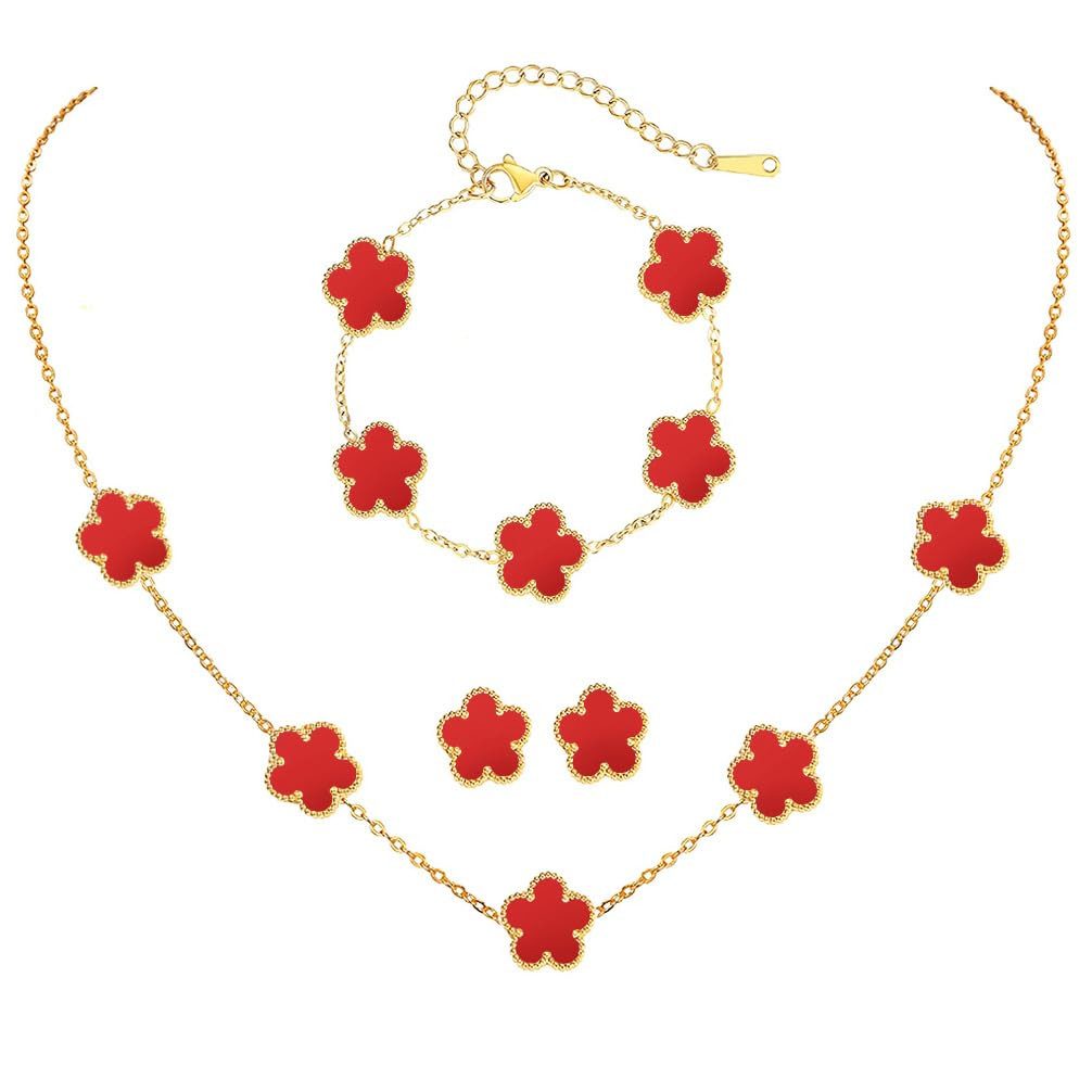 RWEUOQ Schmuckset Kleeblatt Schmuck-Set Armband Halskette günstig online kaufen