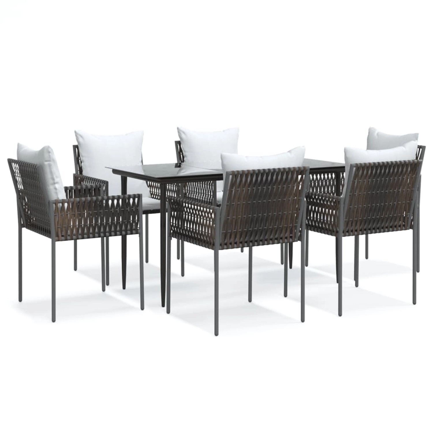 vidaXL 7-Tlg Garten-Essgruppe mit Kissen Poly Rattan und Stahl 3187054 günstig online kaufen