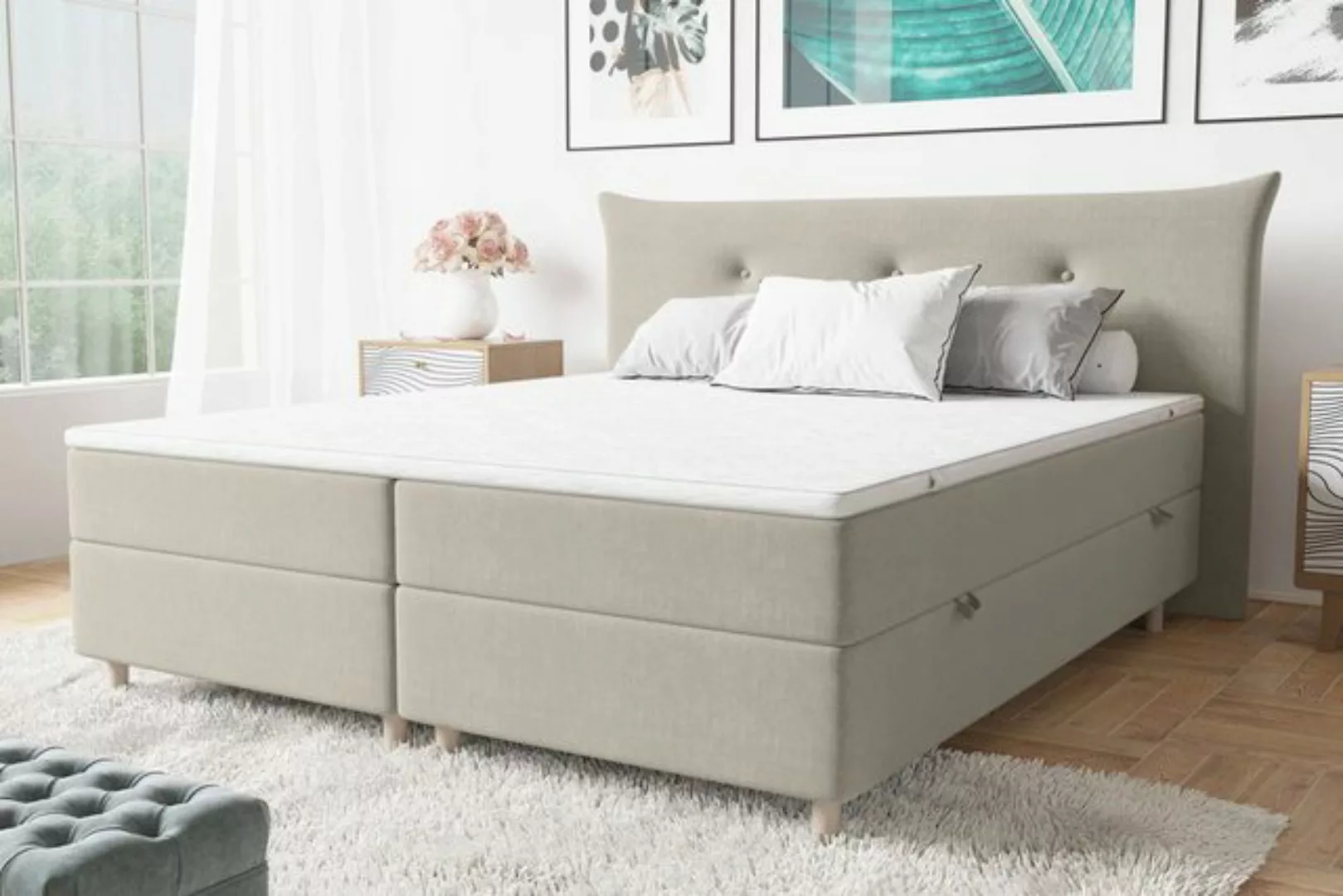 Stylefy Boxspringbett Artemis (Schlafzimmerbett, Bett), gepolstert günstig online kaufen