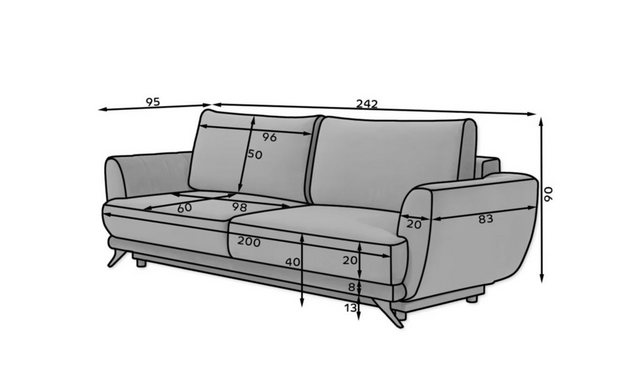 MOEBLO Schlafsofa SIGMA, Sofa, Couch für Wohnzimmer, Federkern Sofagarnitur günstig online kaufen