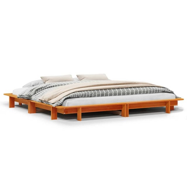 vidaXL Bett, Massivholzbett ohne Matratze Wachsbraun 160x200 Kiefernholz günstig online kaufen