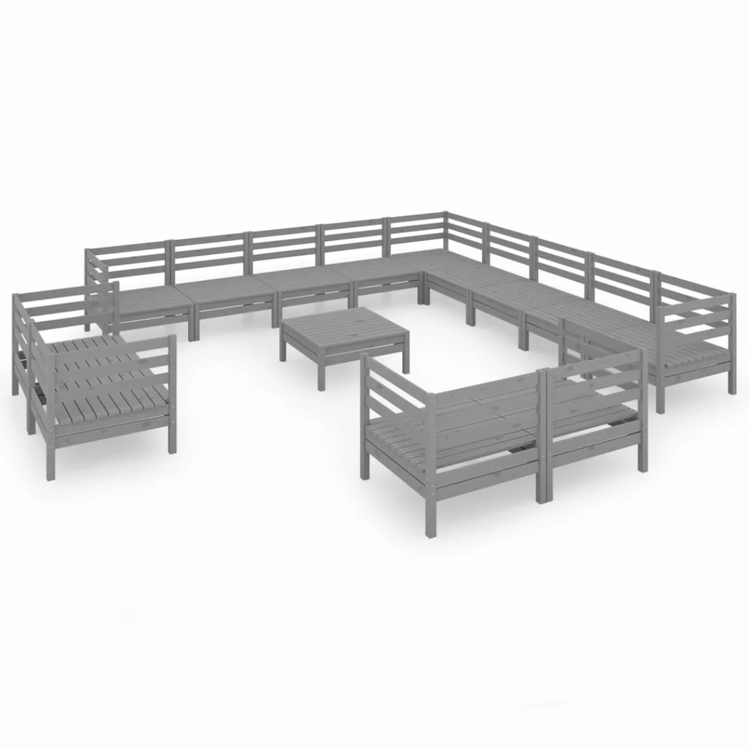 14-tlg. Garten-lounge-set Massivholz Kiefer Grau günstig online kaufen