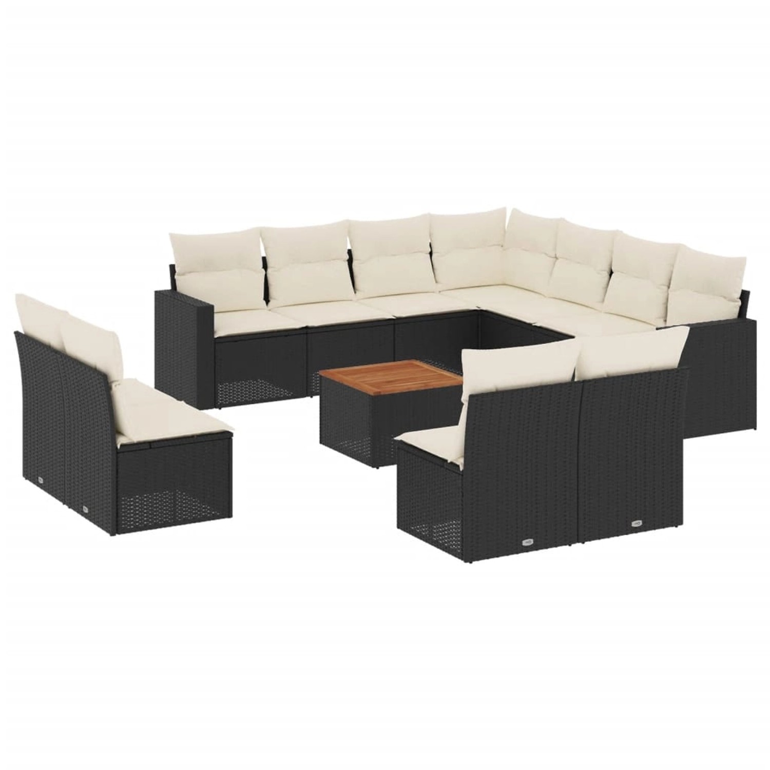 vidaXL 12-tlg Garten-Sofagarnitur mit Kissen Schwarz Poly Rattan Modell 58 günstig online kaufen