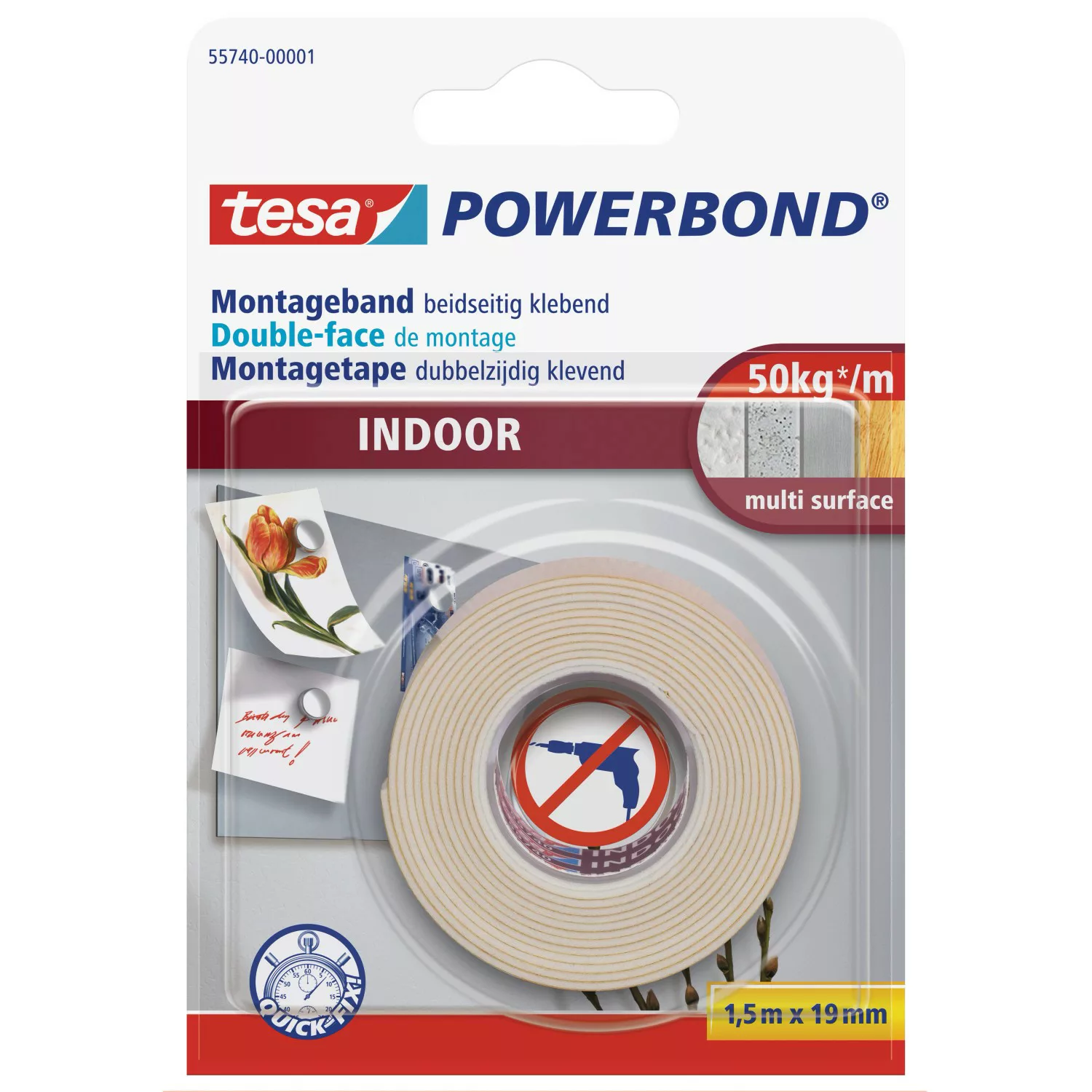 Tesa Powerbond Montageband Indoor 1,5 m x 19 mm günstig online kaufen