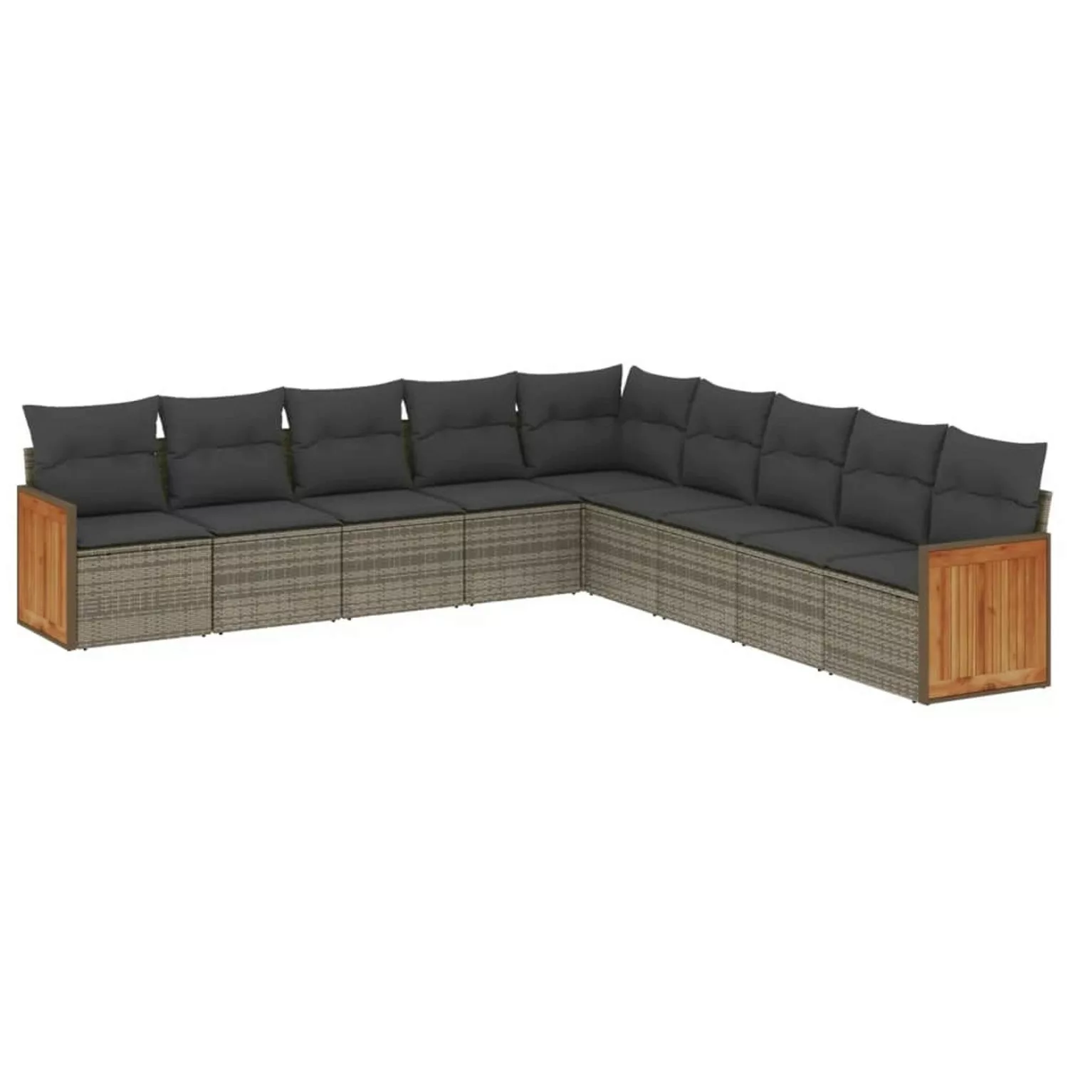 vidaXL 9-tlg Garten-Sofagarnitur mit Kissen Grau Poly Rattan Modell 104 günstig online kaufen