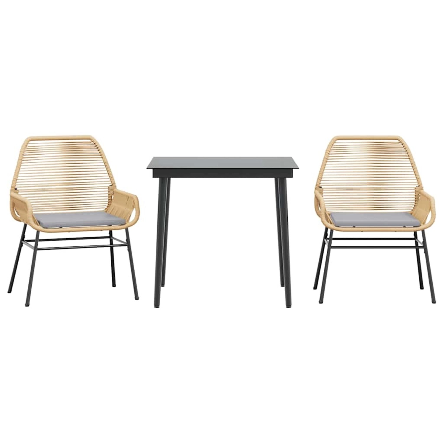 vidaXL 3-Tlg Garten-Essgruppe mit Kissen Braun Poly Rattan Glas 3334471 günstig online kaufen