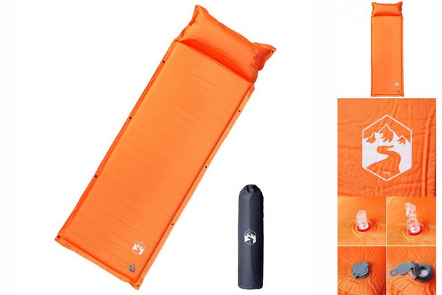 vidaXL Luftbett Isomatte mit Integriertem Kissen Selbstaufblasend Orange Ca günstig online kaufen