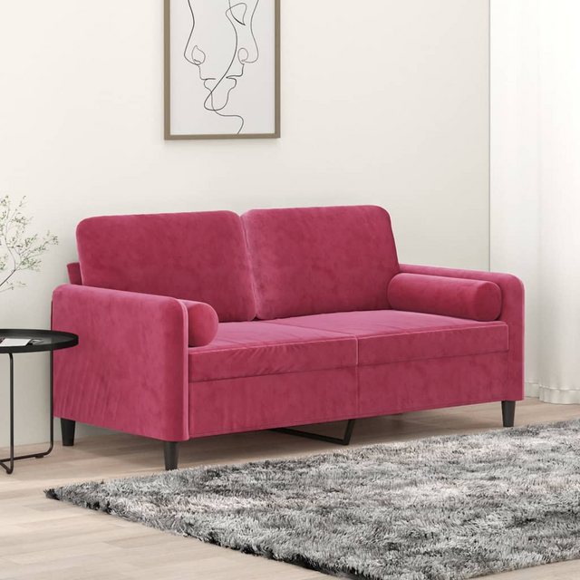 vidaXL Sofa 2-Sitzer-Sofa mit Zierkissen Weinrot 140 cm Samt günstig online kaufen