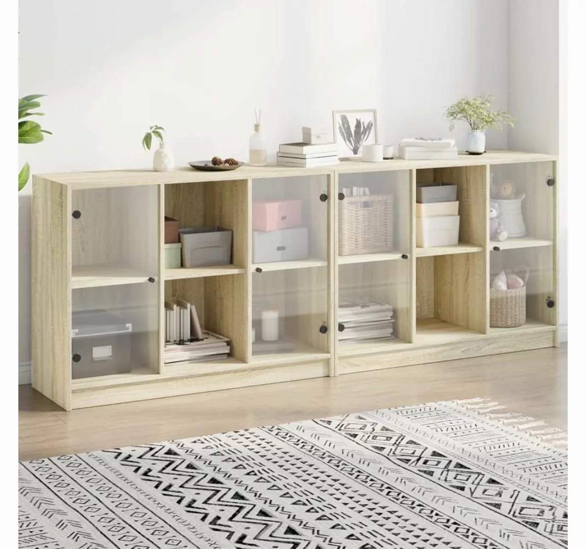 vidaXL Bücherregal Bücherschrank mit Türen Sonoma Eiche 204x37x75 cm Spanpl günstig online kaufen