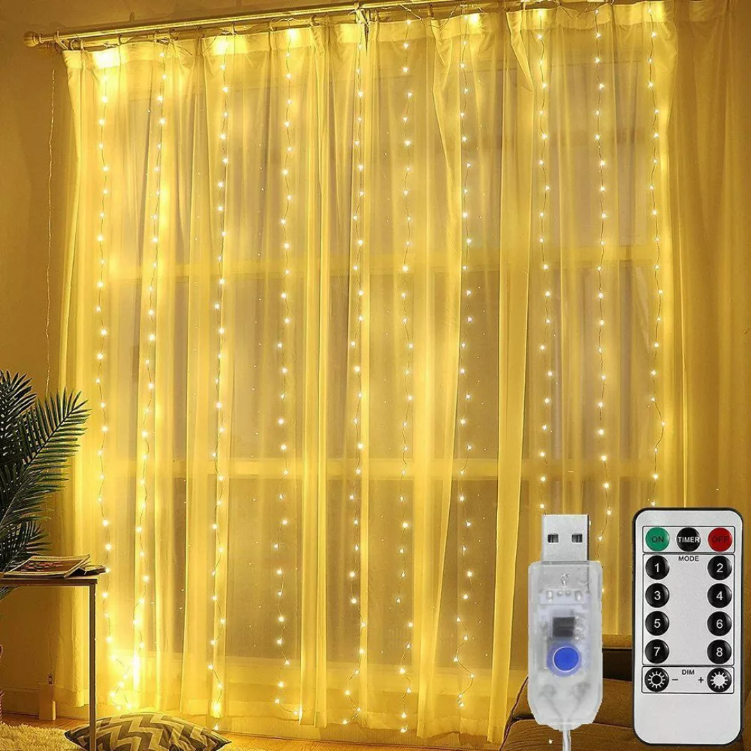 MUPOO LED-Lichtervorhang 3M*3M 300 LED USB günstig online kaufen