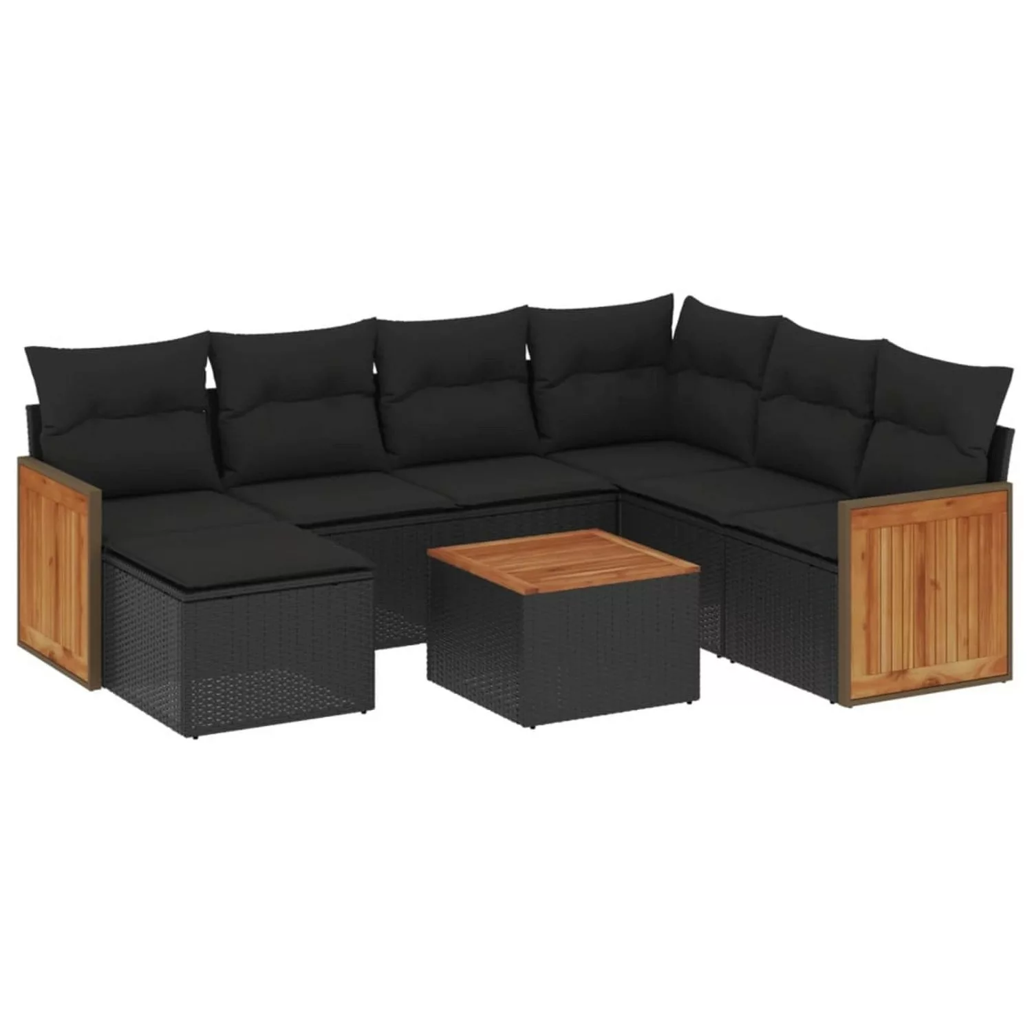 vidaXL 8-tlg Garten-Sofagarnitur mit Kissen Schwarz Poly Rattan Modell 141 günstig online kaufen