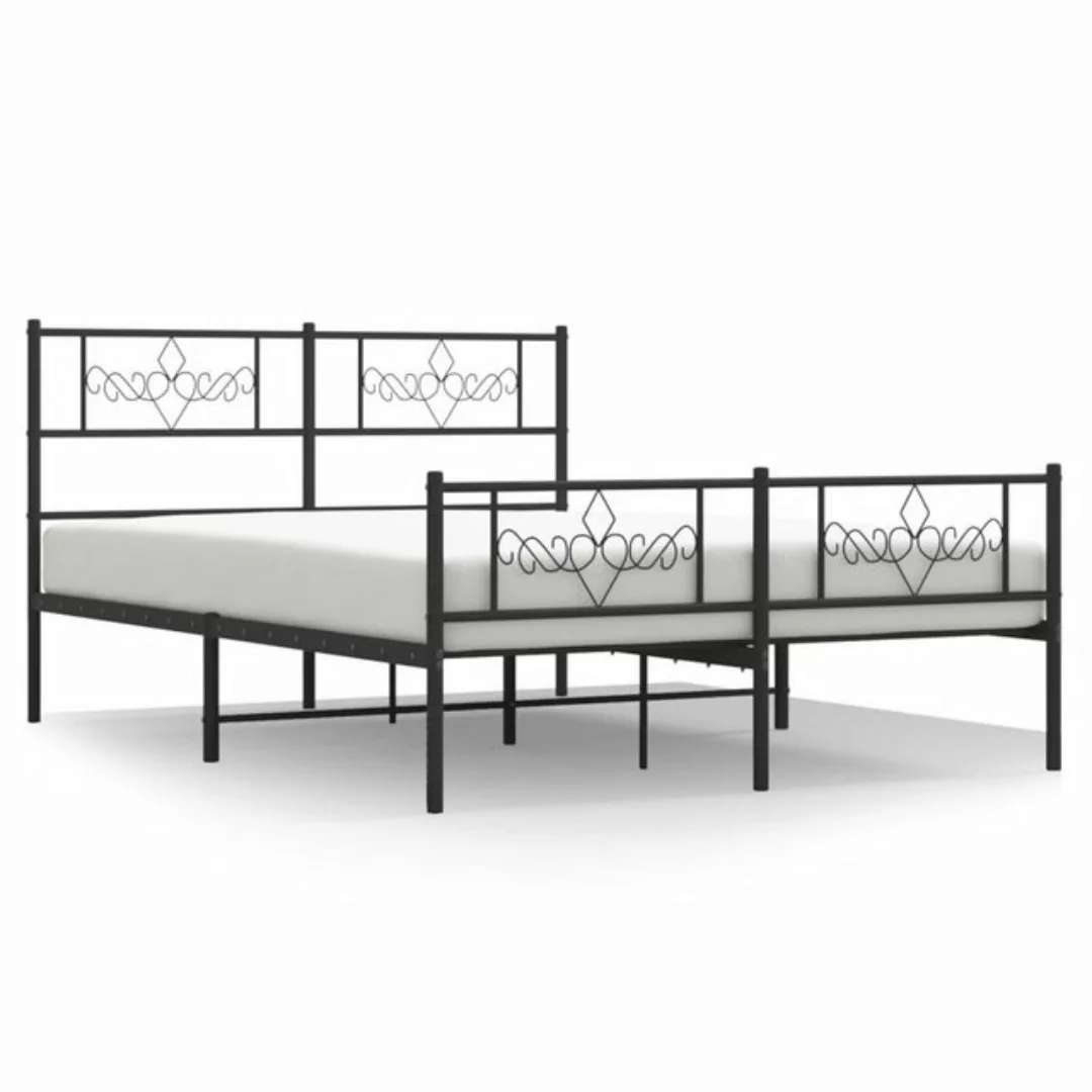 furnicato Bett Bettgestell mit Kopf- und Fußteil Metall Schwarz 140x200 cm günstig online kaufen