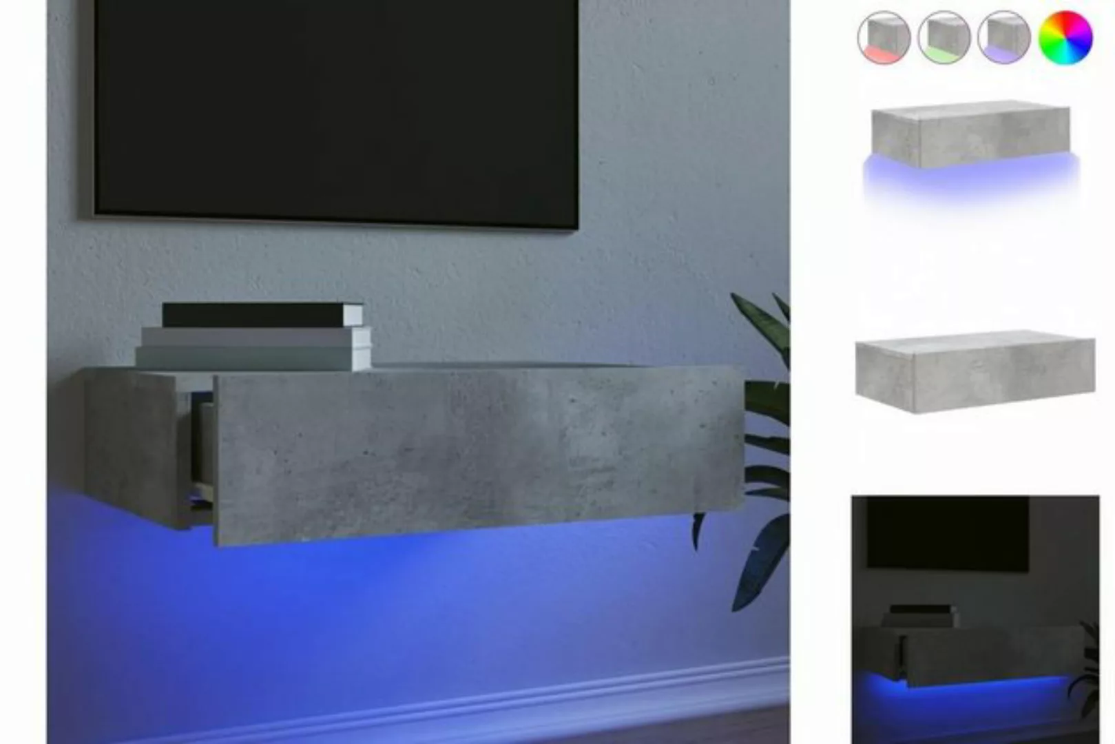 vidaXL TV-Schrank TV-Schrank mit LED-Leuchten Betongrau 60x35x15,5 cm (1-St günstig online kaufen