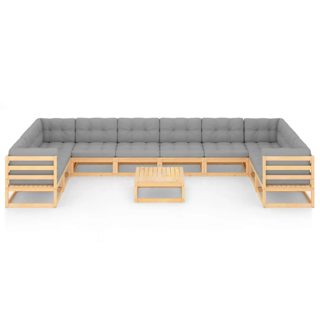 11-tlg. Garten-lounge-set Mit Kissen Kiefer Massivholz günstig online kaufen