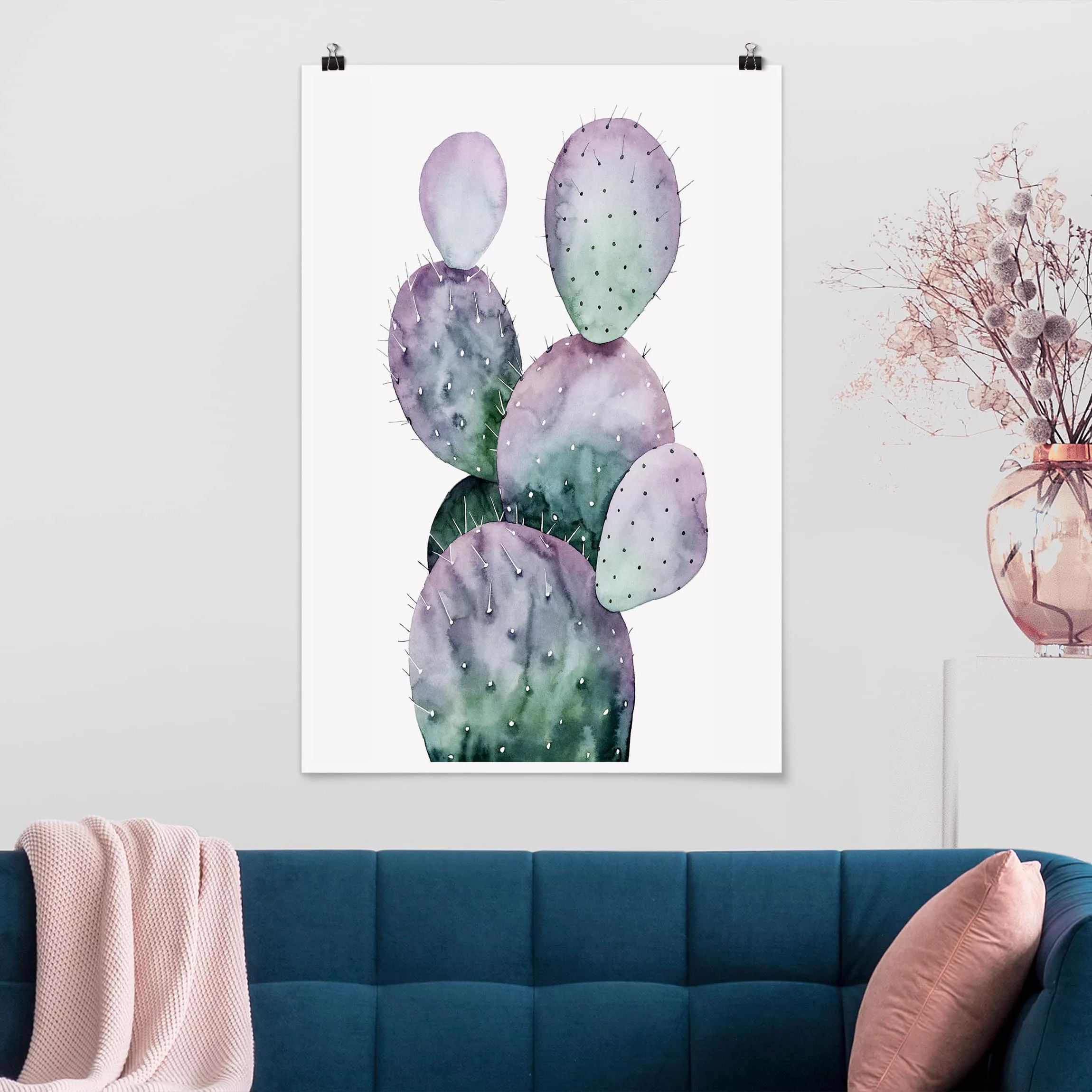 Poster Blumen - Hochformat Kaktus in Lila II günstig online kaufen