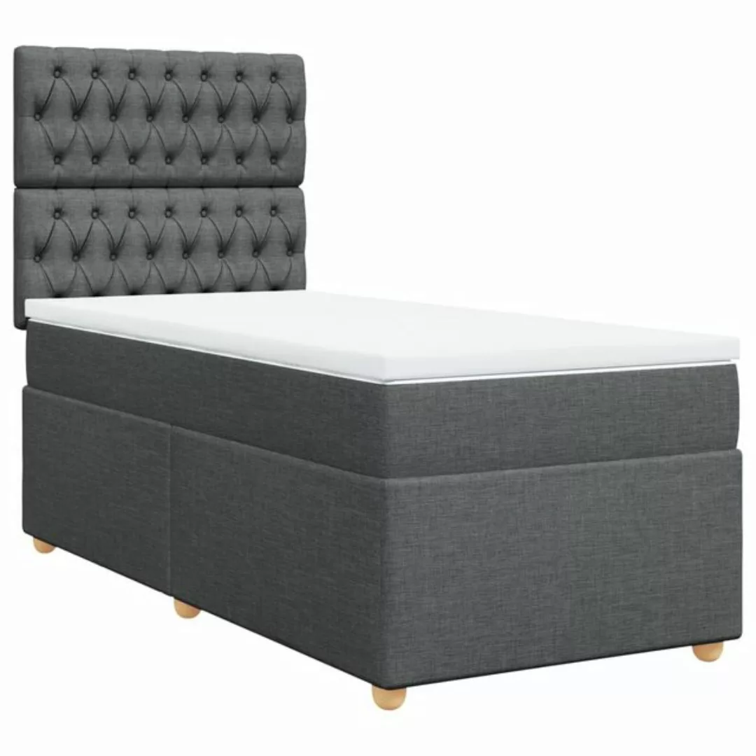 vidaXL Bett Boxspringbett mit Matratze Dunkelgrau 80x200 cm Stoff günstig online kaufen