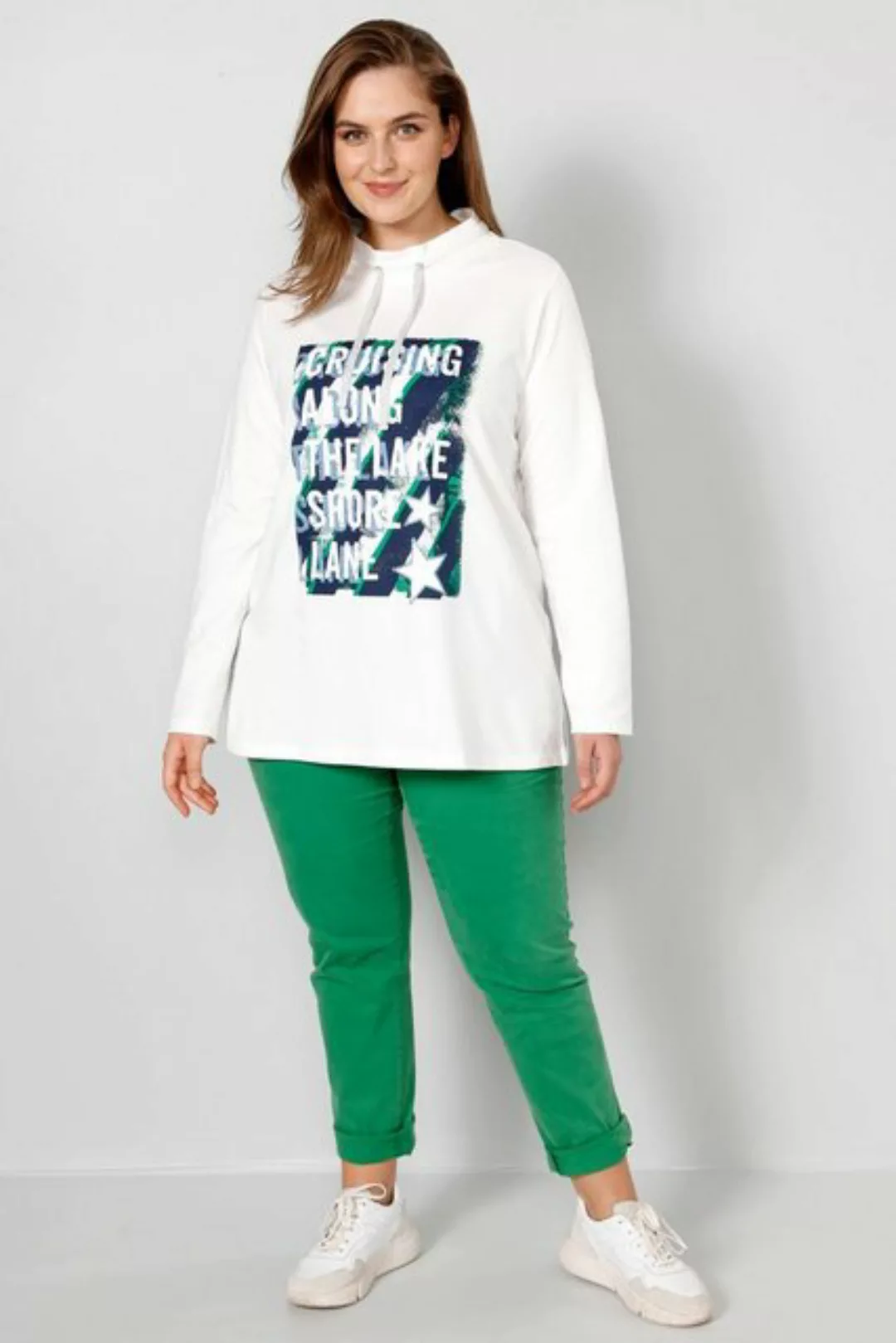 Janet & Joyce Sweatshirt Sweatshirt A-Line Schrift-Motiv Stehkragen Langarm günstig online kaufen