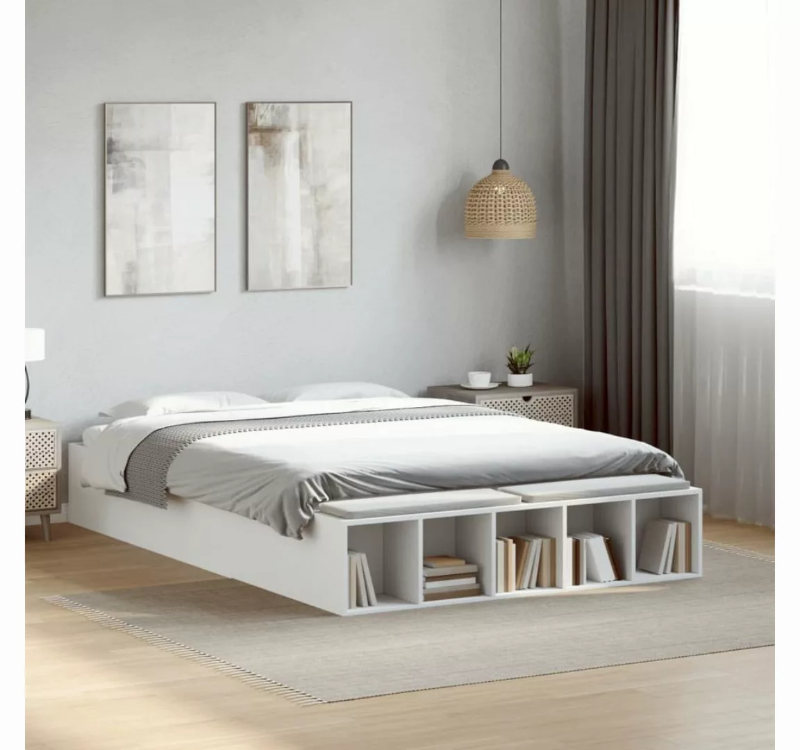 vidaXL Bett, Bettgestell Weiß 140x190 cm Holzwerkstoff günstig online kaufen