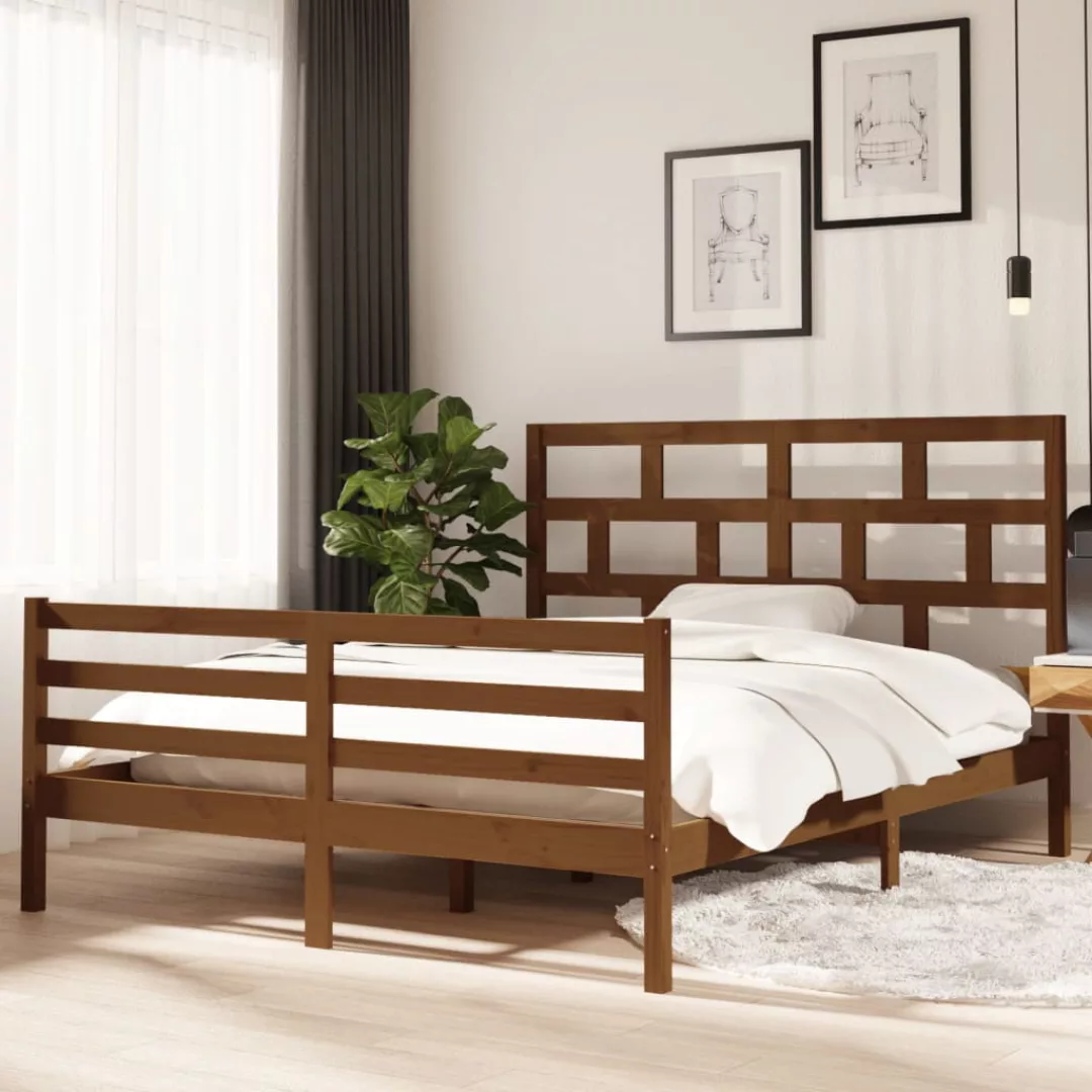 vidaXL Bettgestell Massivholzbett Honigbraun 160x200 cm Doppelbett Bett Bet günstig online kaufen