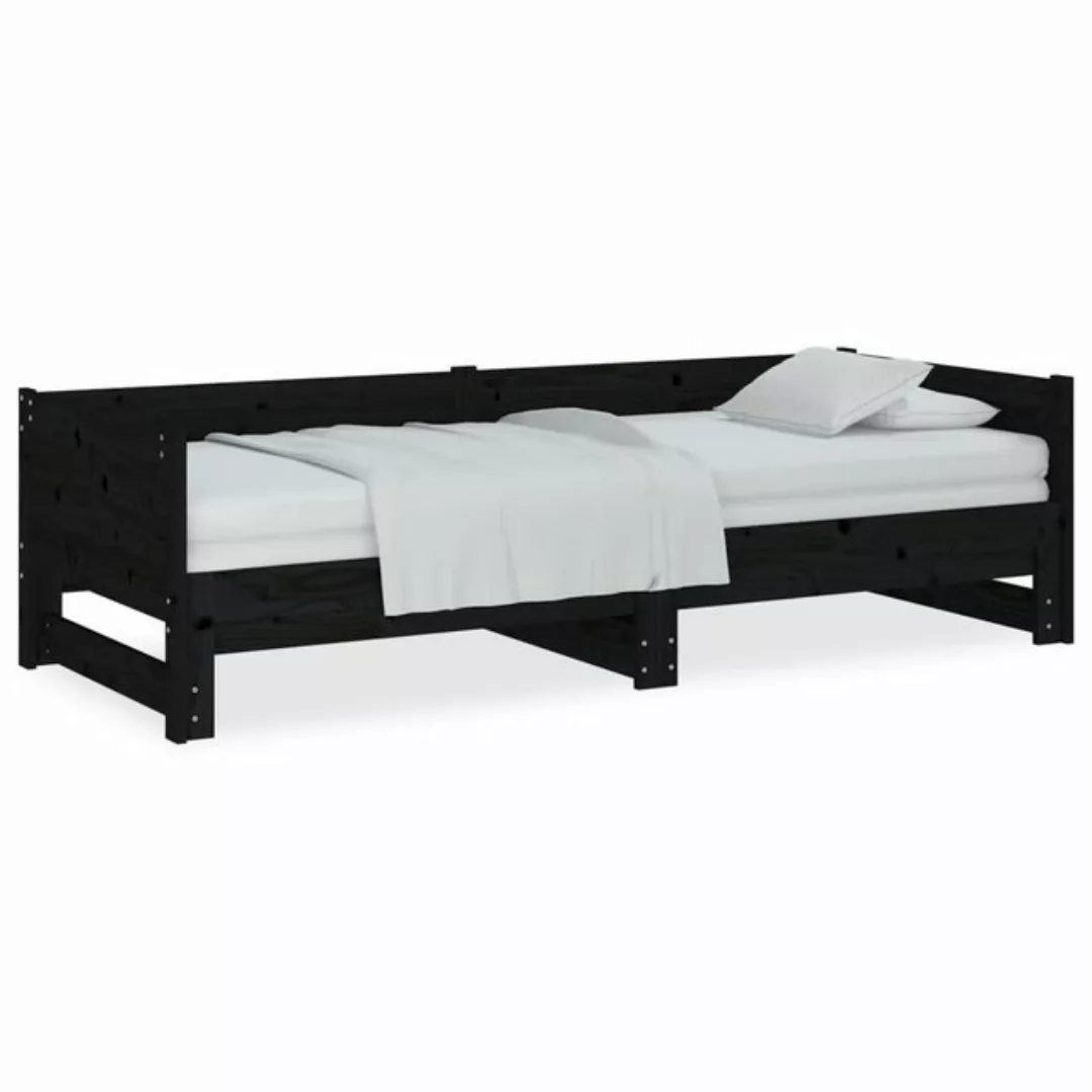 furnicato Bett Ausziehbares Tagesbett Schwarz Massivholz Kiefer 2x(90x190) günstig online kaufen