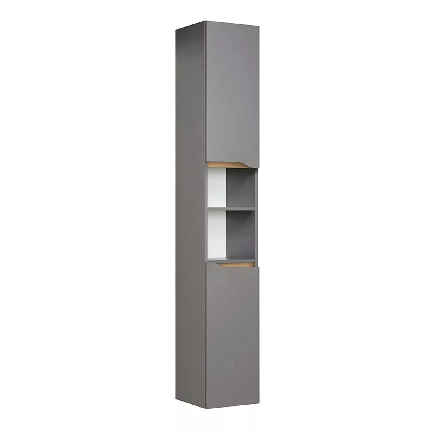 Bad Hochschrank QENA-66 in Quarzgrau Matt Touch mit Riviera Eiche quer Nb., günstig online kaufen