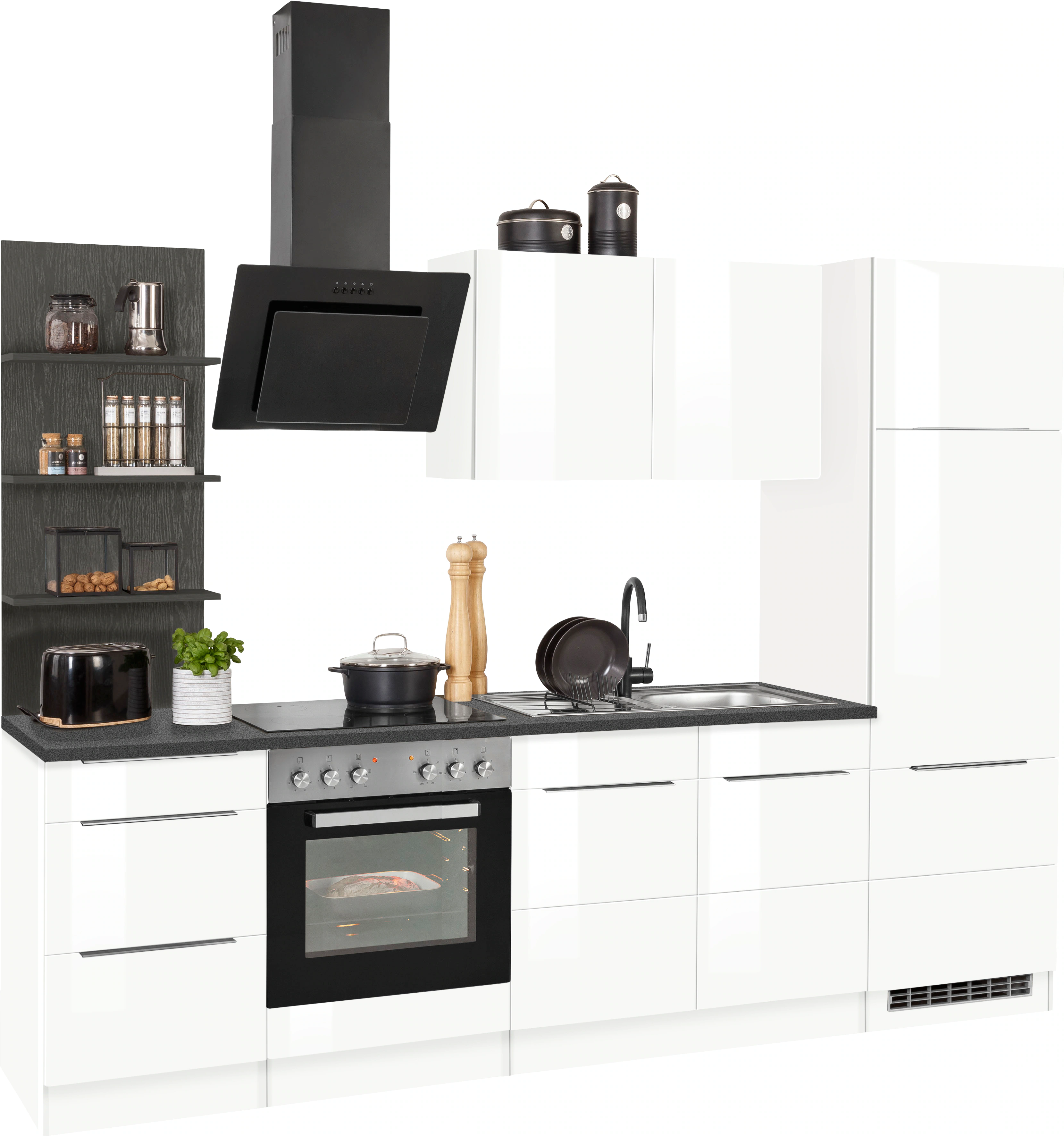 Kochstation Küchenzeile "KS-Brindisi", mit E-Geräten, Breite 210 cm günstig online kaufen