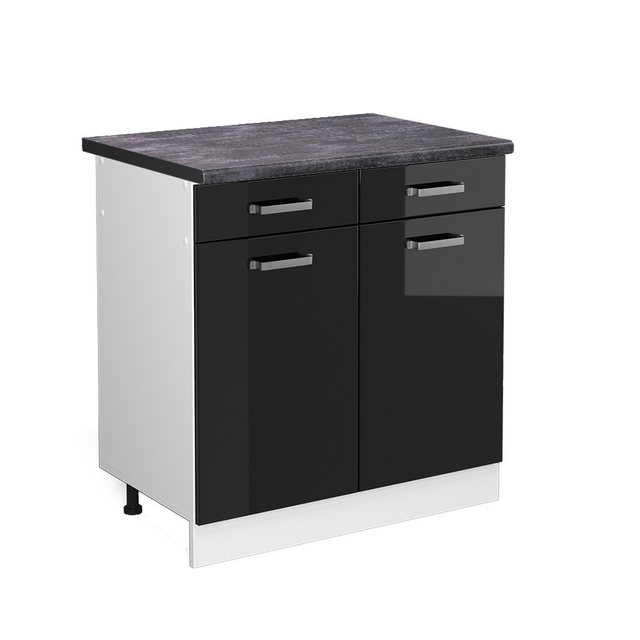 Vicco Unterschrank R-Line, Schwarz Hochglanz/Weiß, 80 cm, AP Anthrazit günstig online kaufen