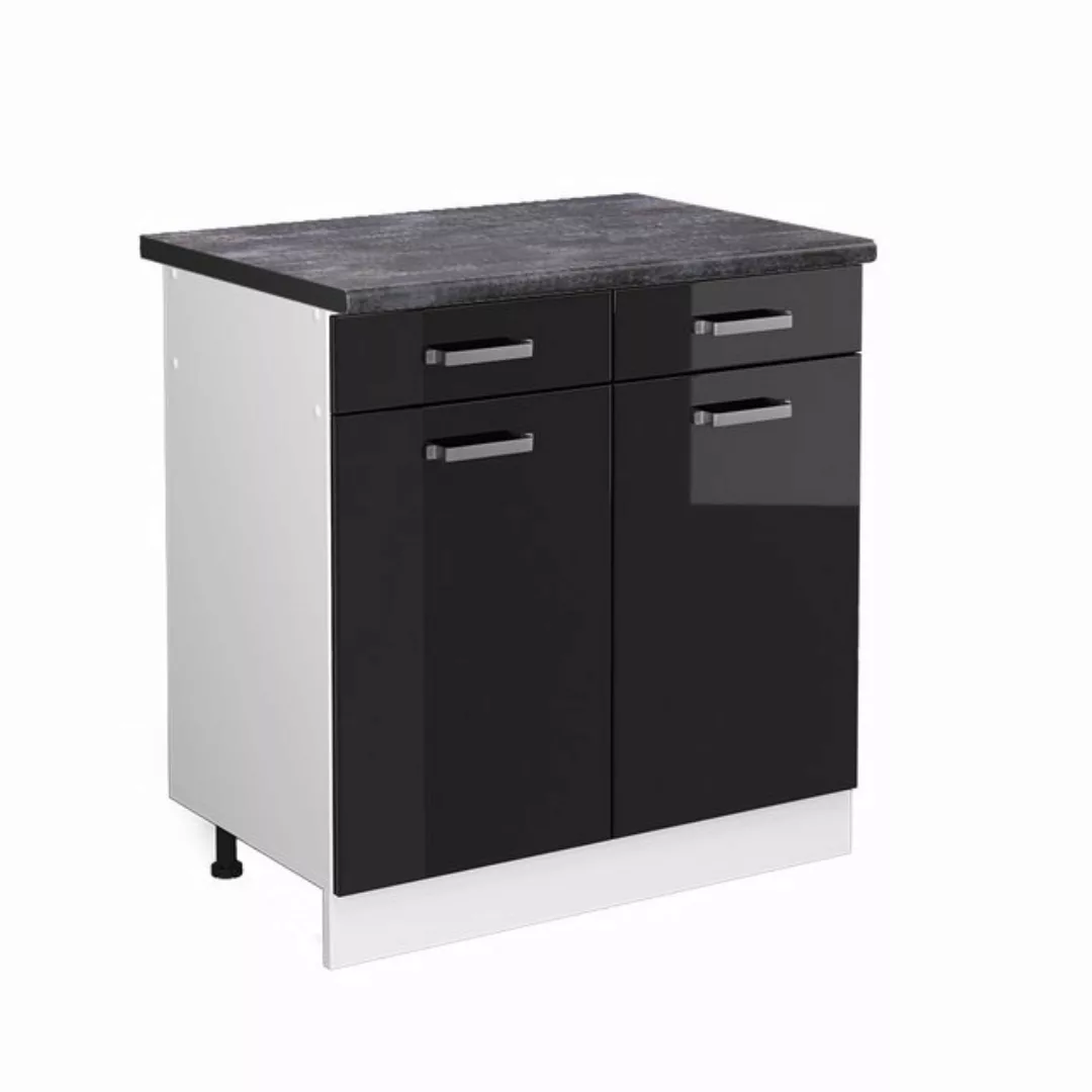 Vicco Unterschrank R-Line, Schwarz Hochglanz/Weiß, 80 cm, AP Anthrazit günstig online kaufen