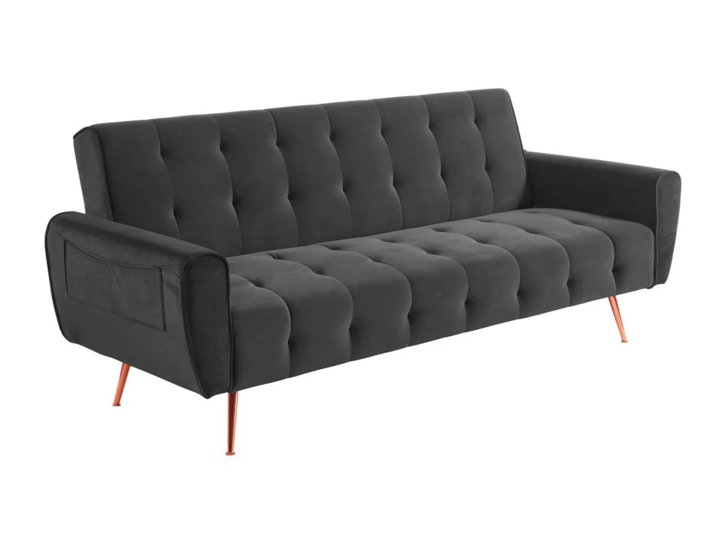 Schlafsofa Klappsofa 3-Sitzer - Samt - Anthrazit - POLANI günstig online kaufen