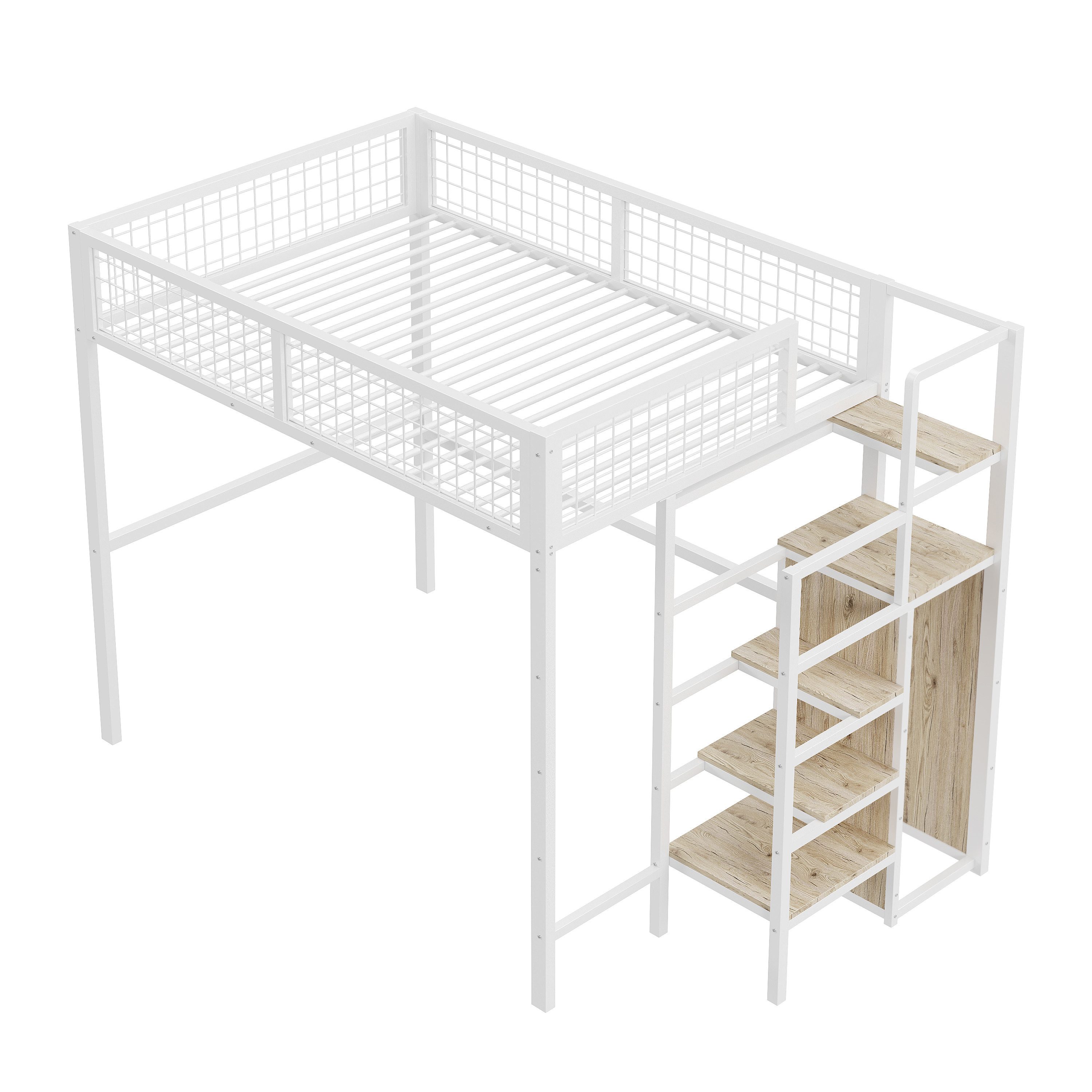 OKWISH Metallbett Kinderbett Einzelbett Stauraumbett Funktionsbett günstig online kaufen