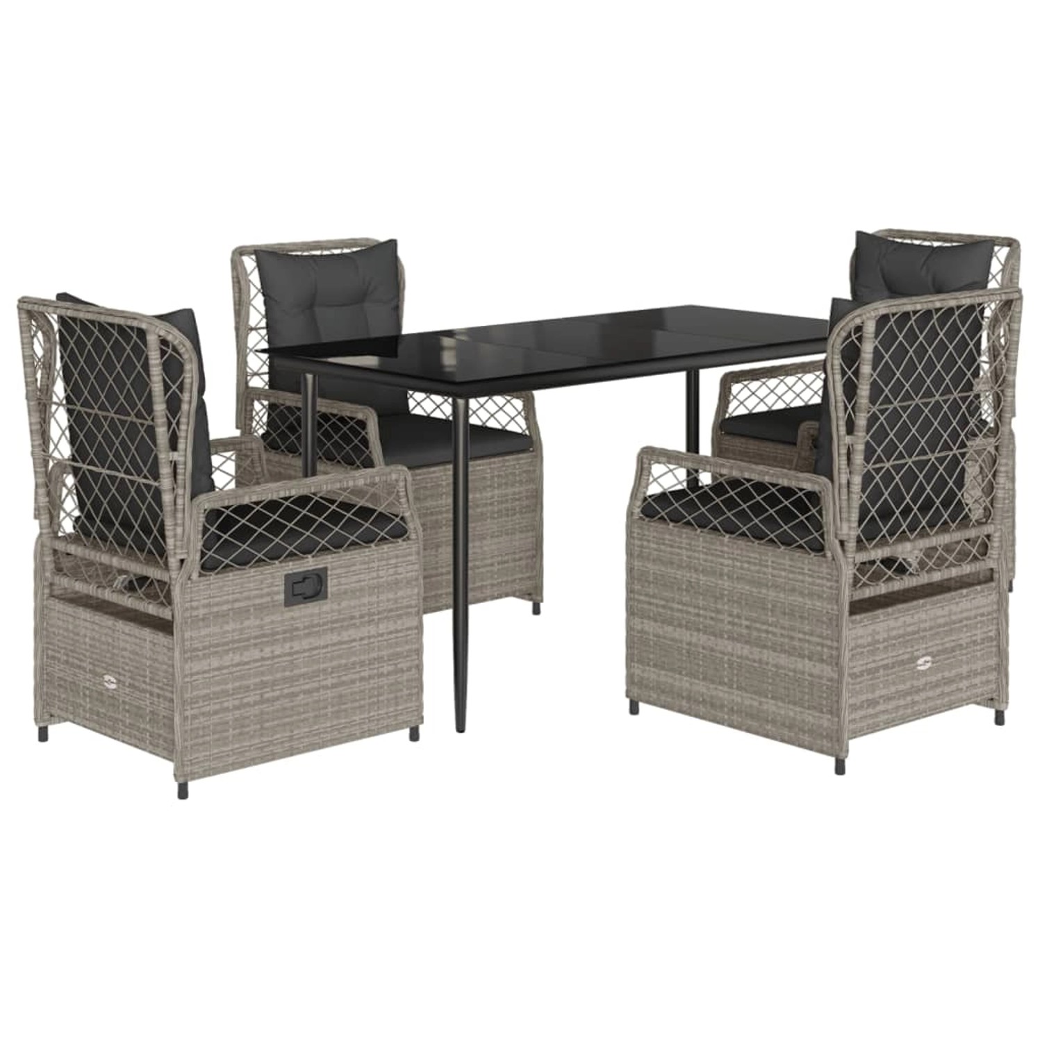 vidaXL 5-Tlg Garten-Essgruppe mit Kissen Hellgrau Poly Rattan 3263029 günstig online kaufen