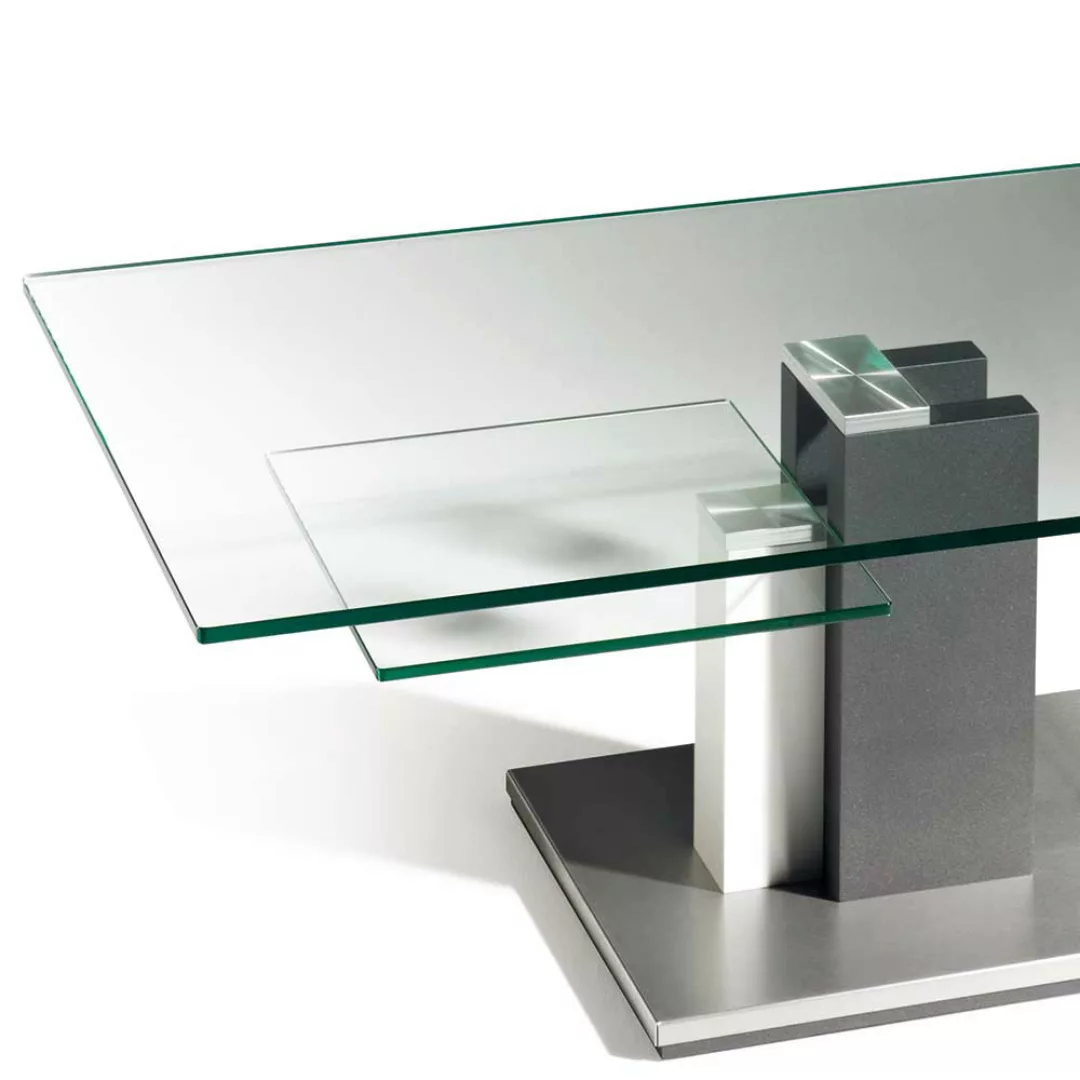 Wohnzimmer Tisch aus Sicherheitsglas Edelstahl günstig online kaufen