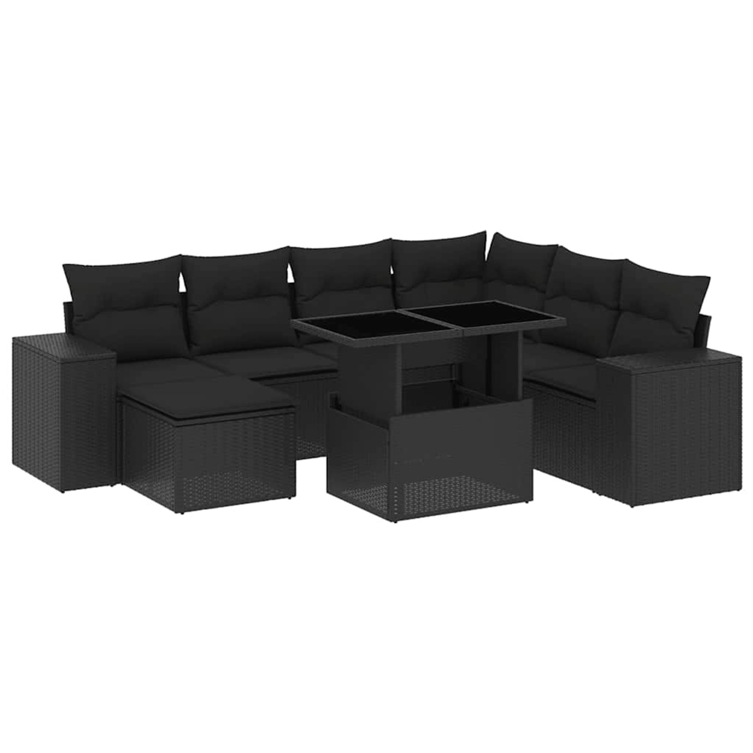 vidaXL 8-Tlg Garten-Sofagarnitur mit Kissen Schwarz Poly Rattan 3269325 günstig online kaufen