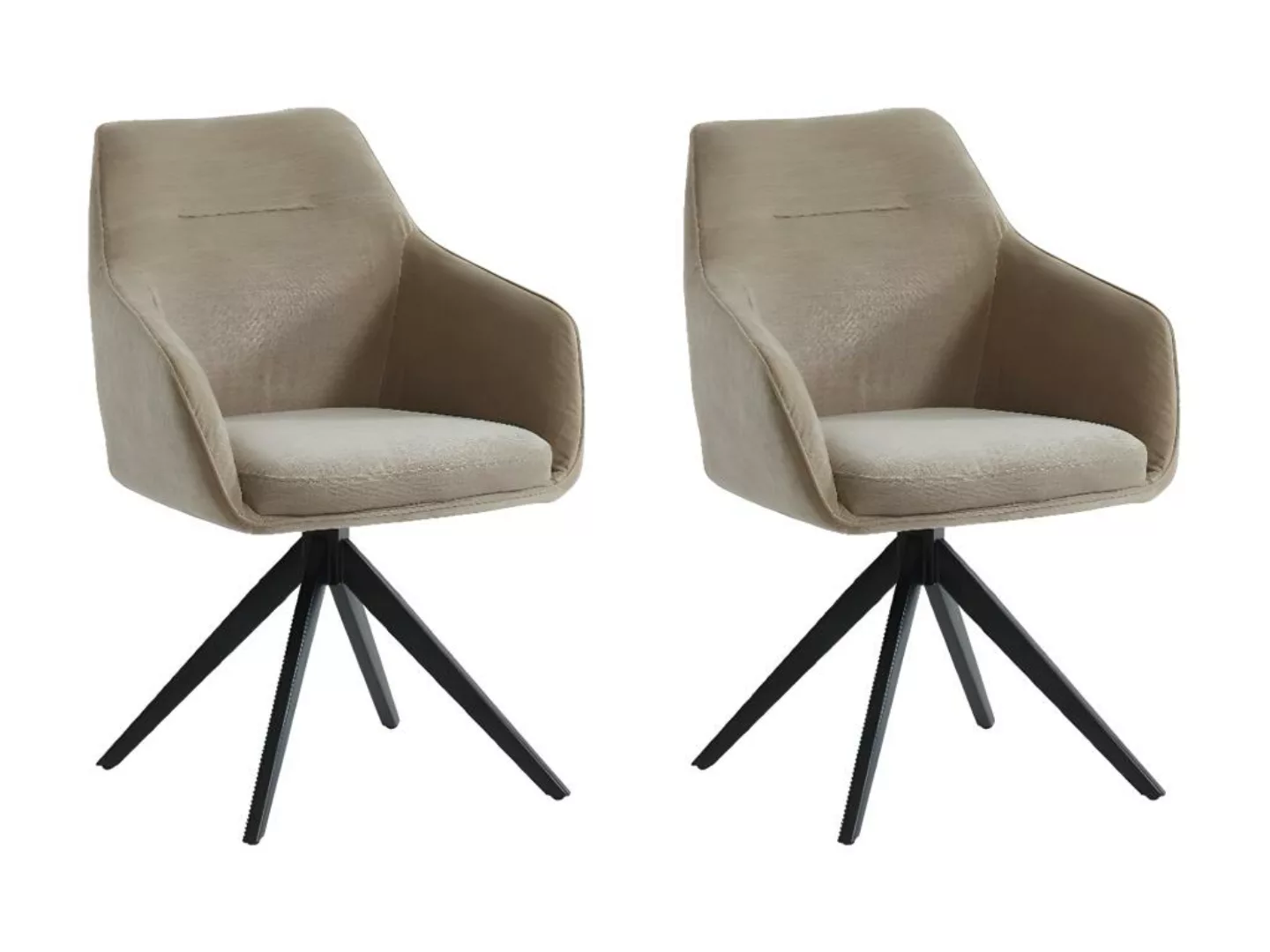 Stuhl mit Armlehnen 2er-Set - Stoff - Beige - MUSE günstig online kaufen