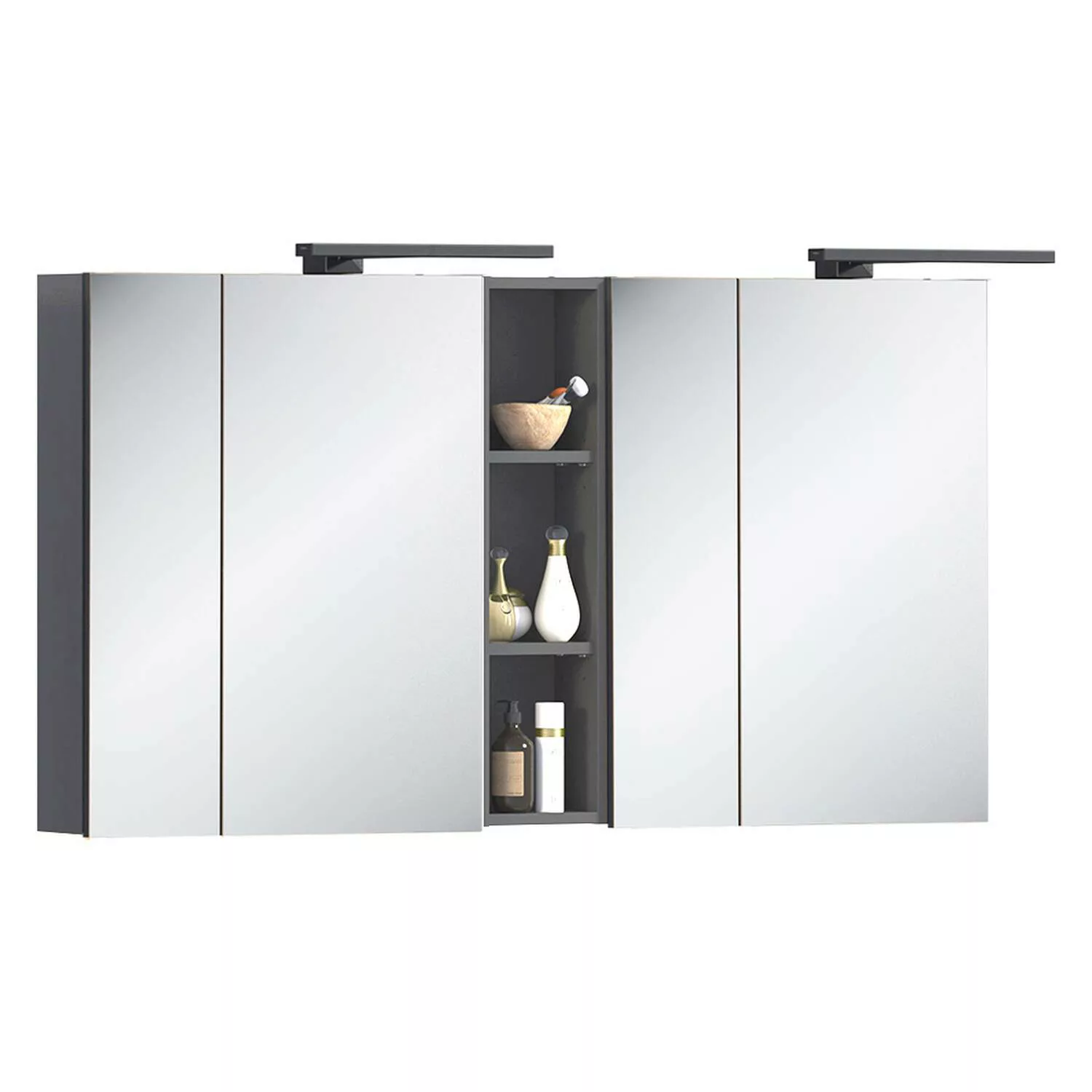 Badmöbel Spiegelschrank 140 cm MODENA-56 in anthrazit, B/H/T: ca. 140/80/16 günstig online kaufen