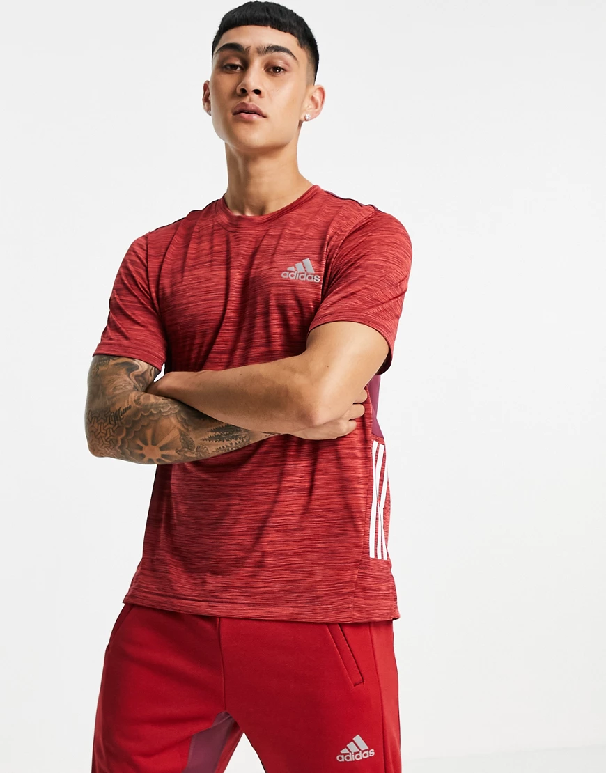 adidas Training – T-Shirt in Rot mit Farbverlauf und den 3 Streifen günstig online kaufen