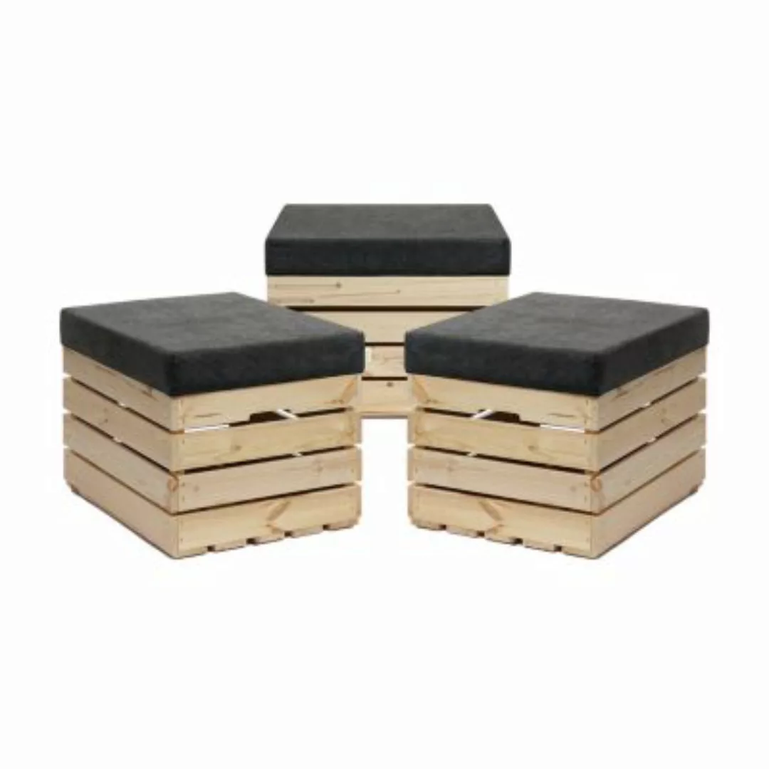 GrandBox Sitzhocker mit Stauraum 37x40x50 mit Polster – Naturholz 3er Set a günstig online kaufen