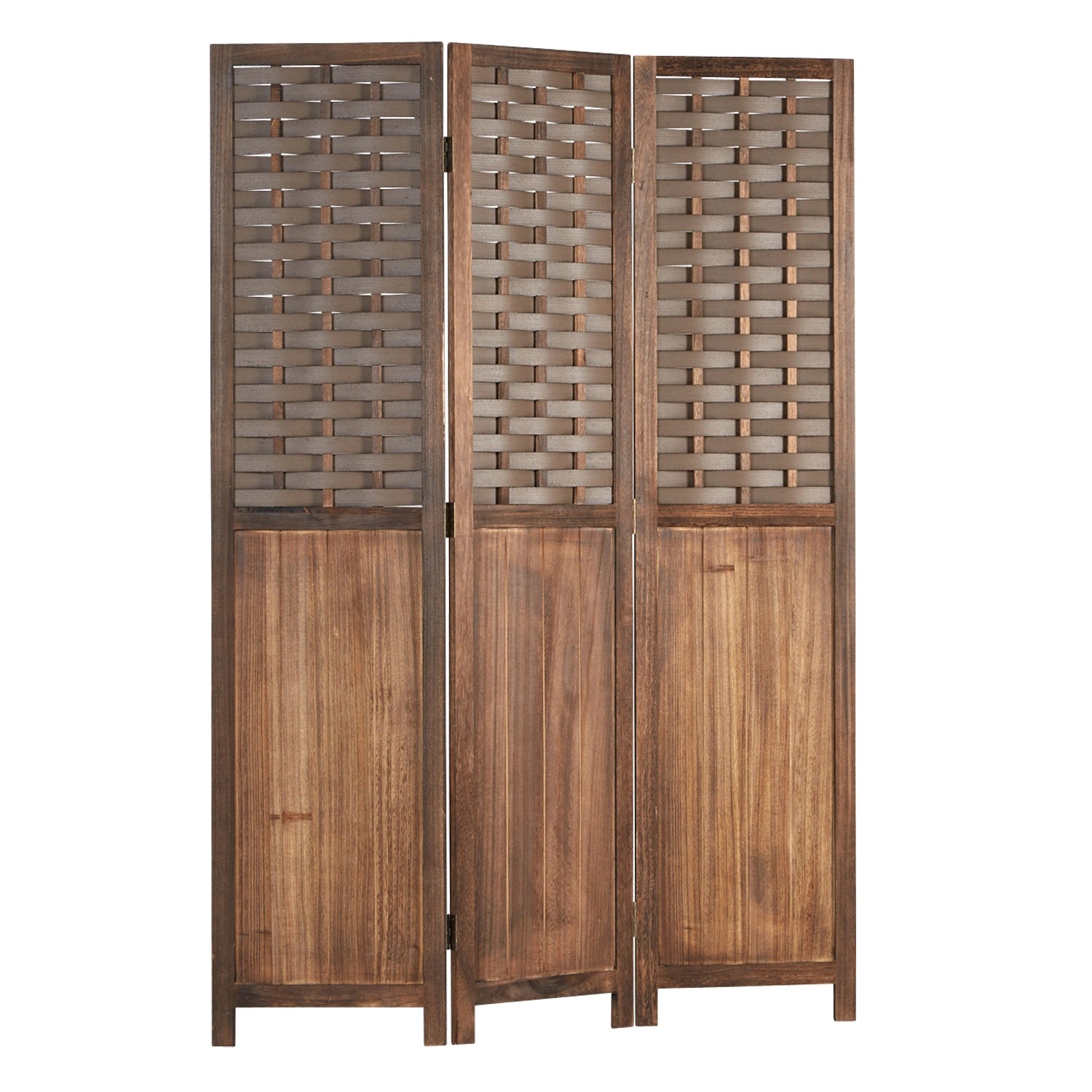 Homestyle4u 3-tlg. Paravent in Braun 120x170 cm 2000 günstig online kaufen
