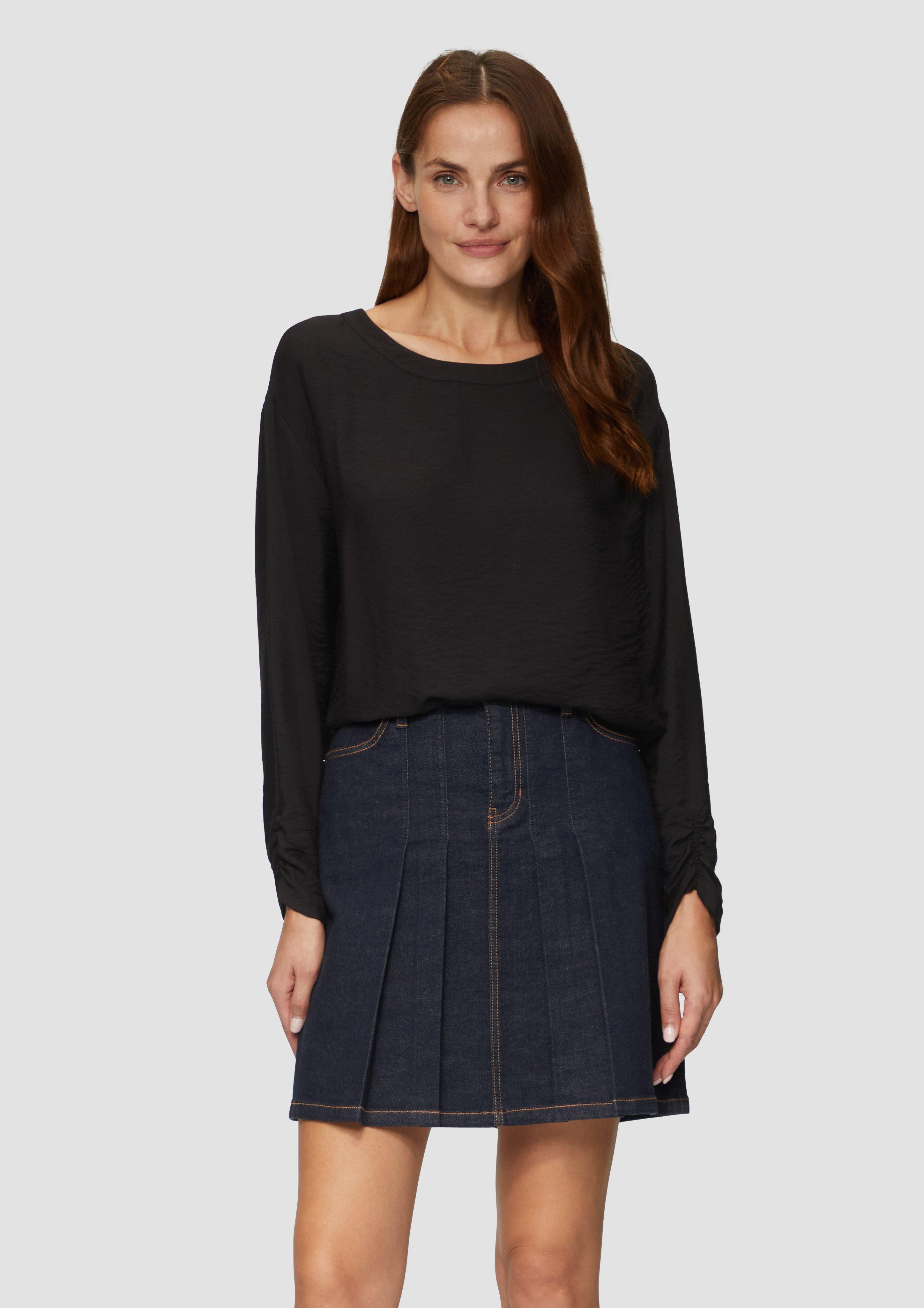 s.Oliver Langarmbluse Viskose-Bluse mit elastischem Saum günstig online kaufen
